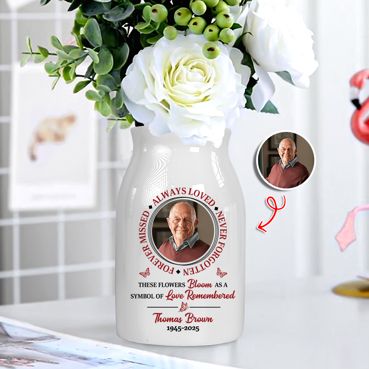Always Loved - Personalized Ceramic Flower Vase - Memorial Gift