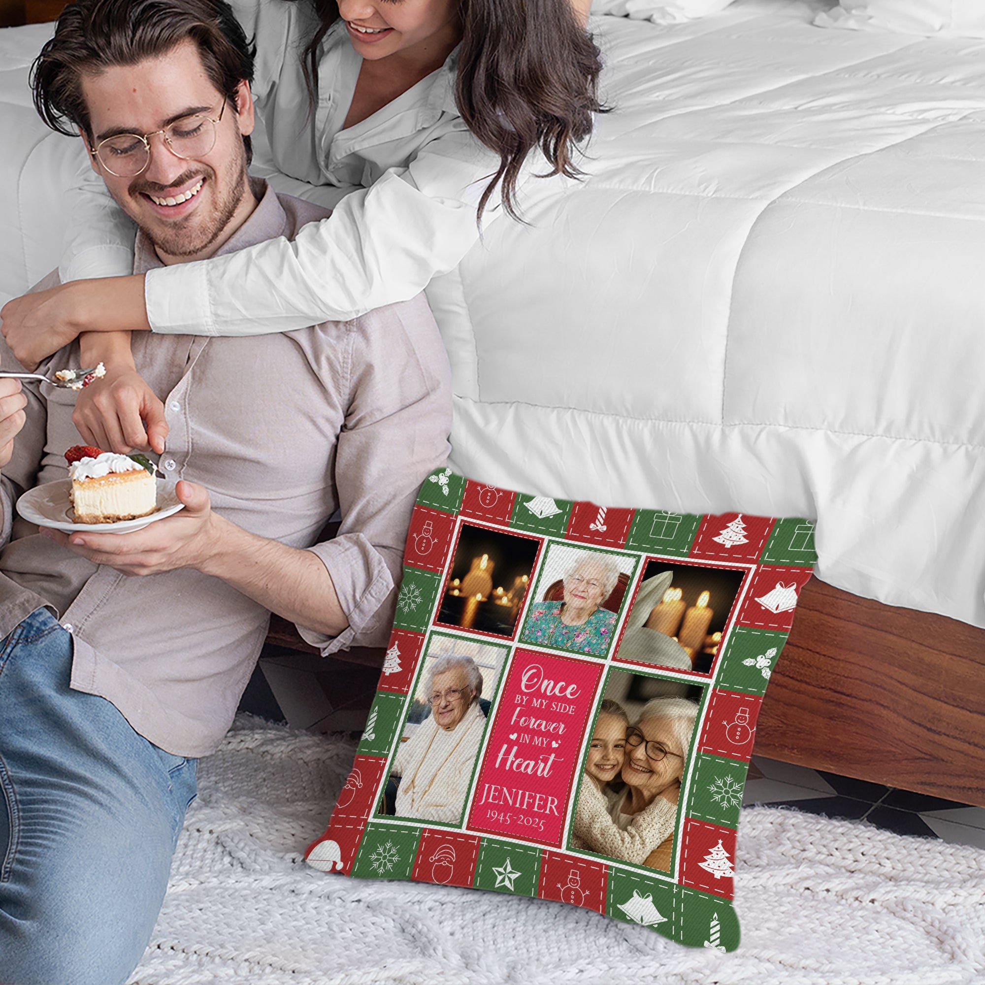 Christmas Memory - Custom Name and Photo Memorial Gift - Personalized Pillow