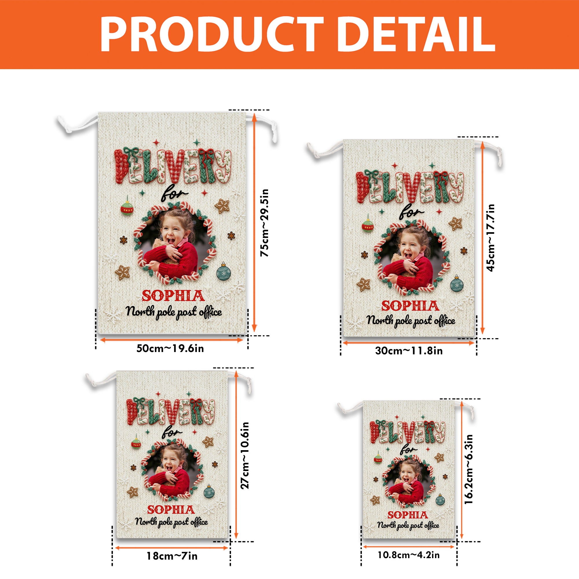 Delivery for Kids - Custom Photo Christmas Bag - Christmas Sack Gift for Kids