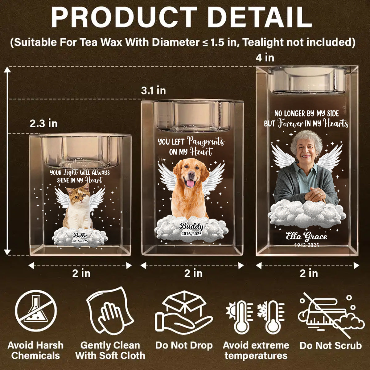 Your Light Will Always Shine  - Personalized Crystal Candle Holder