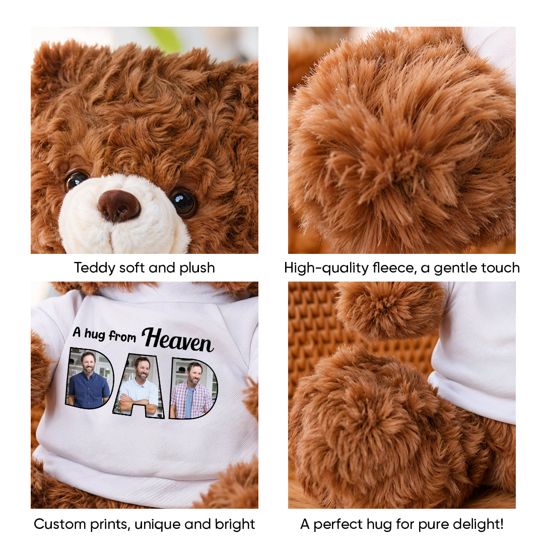 A Hug From Heaven - Personalized Memorial Bear Plush - Custom Name and Photo Teddy Bear