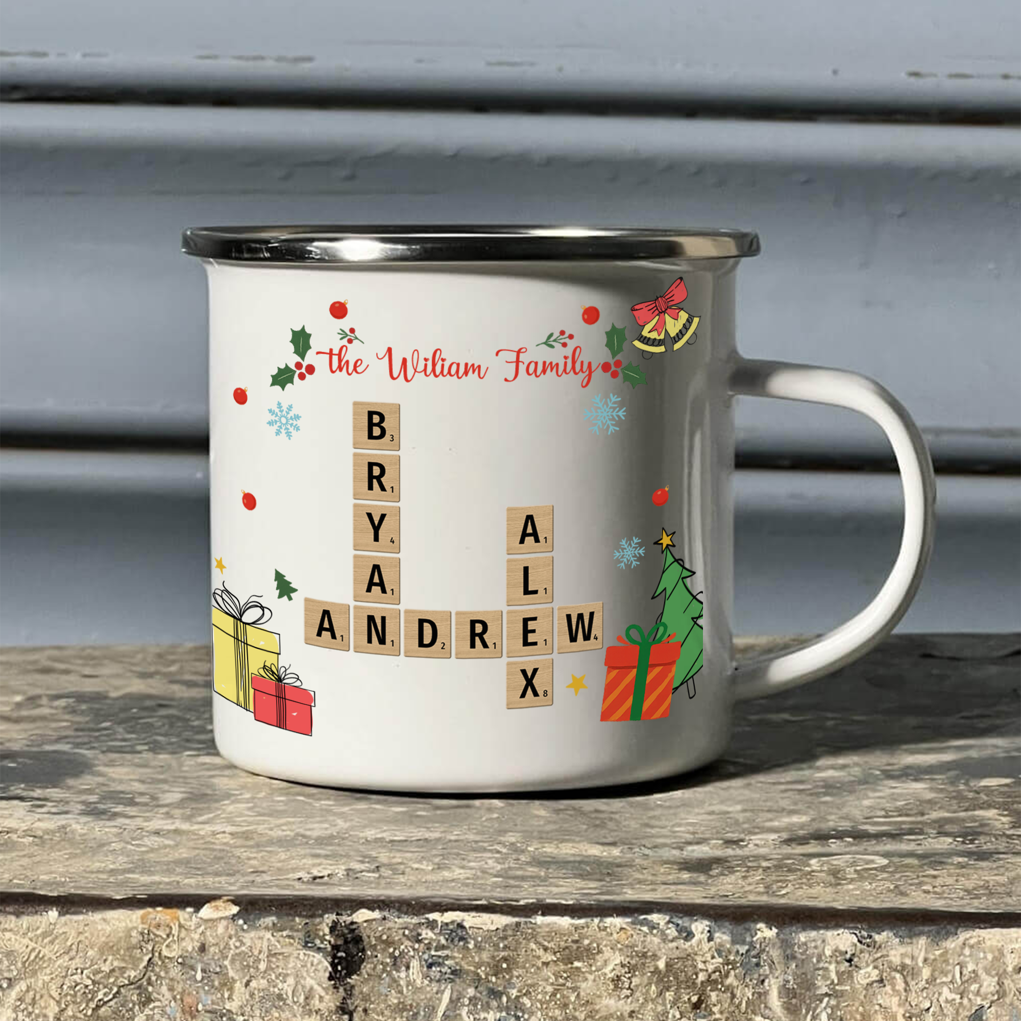 Family Name - Personalized Custom 12oz Enamel Mug