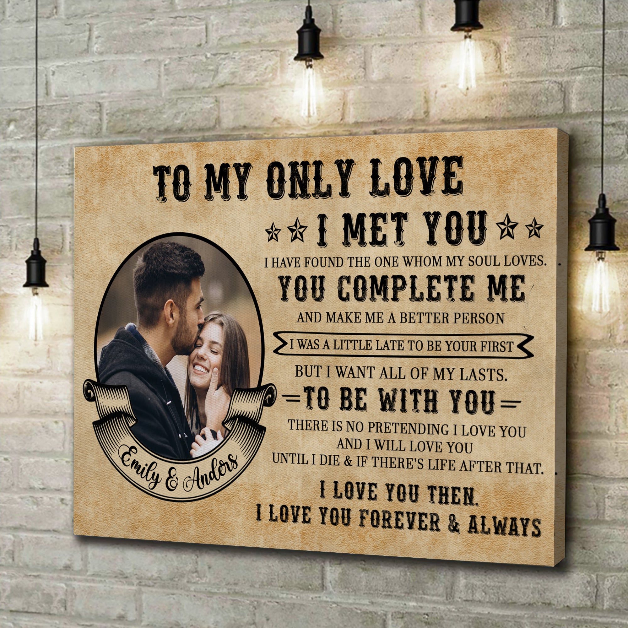 To My Only Love - Custom Couple Name - Canvas Sign - Anniversary Gift