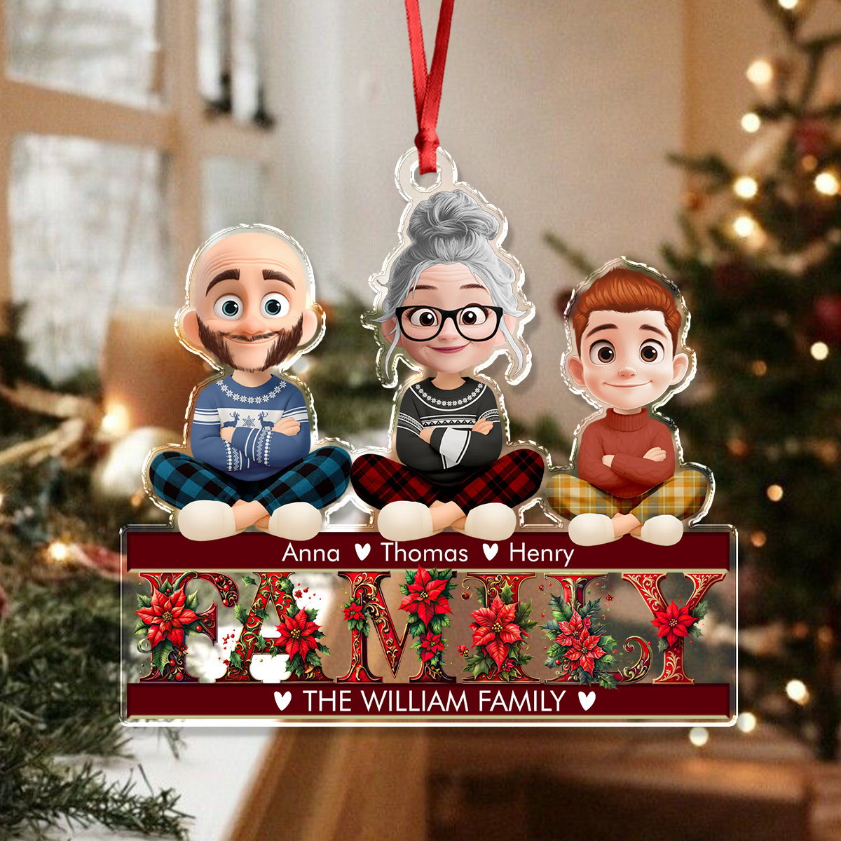 Family Custom Name and Appearance Ornament - Custom Shape Hologram Ornament