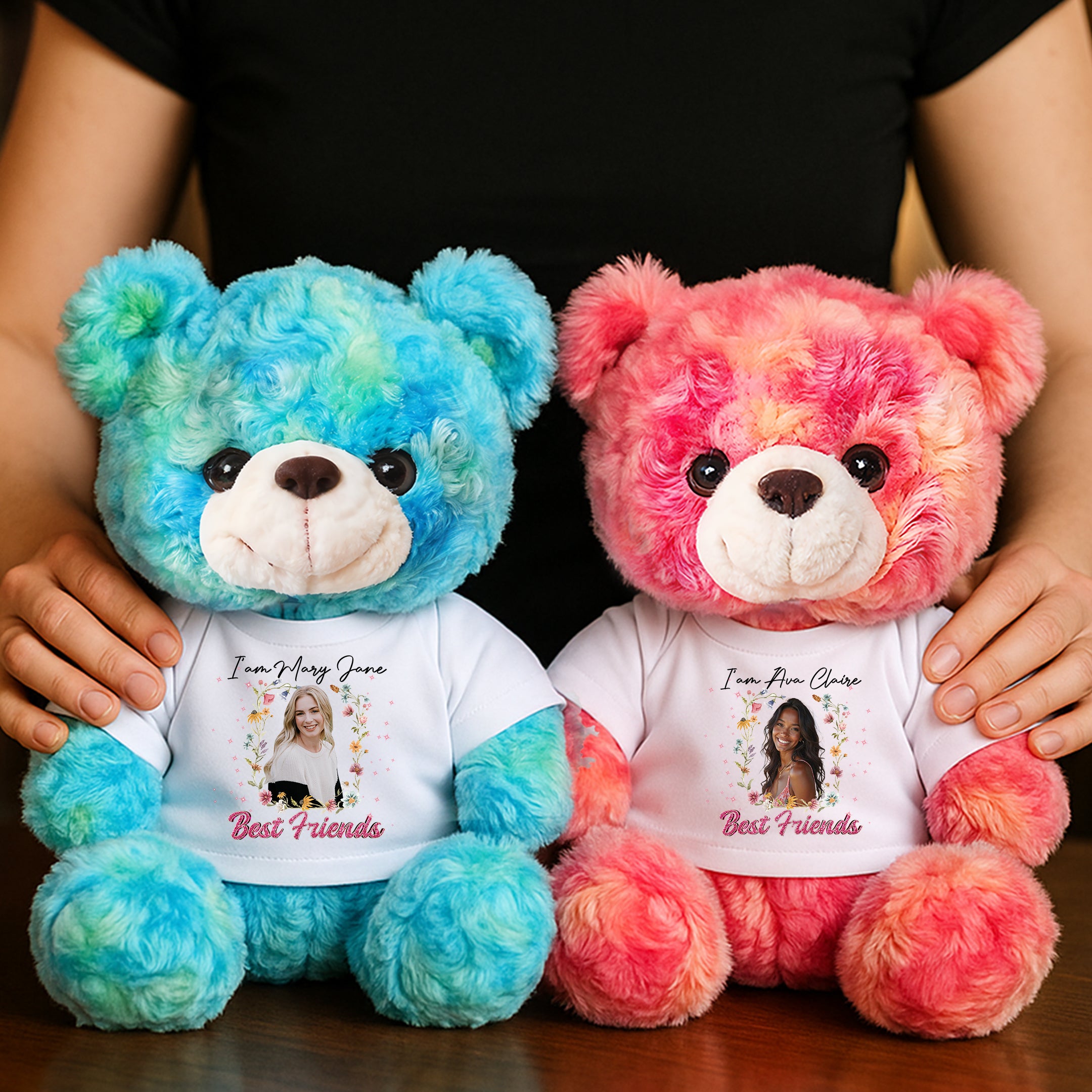 Personalized Teddy Bear Plush for Bestie - Custom Photo and Name  - Personalized Plush Bear