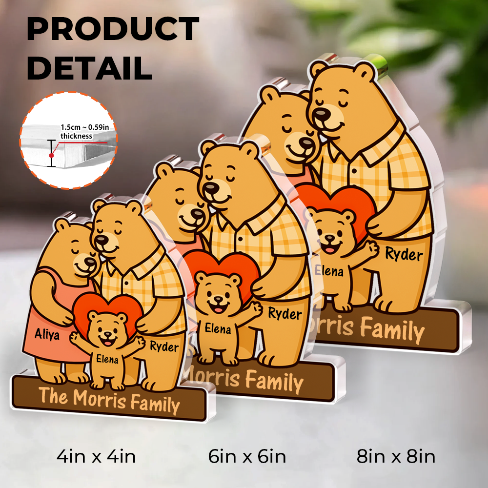 Love Bear Family - Personalized Custom Shaped Acrylic Plaque