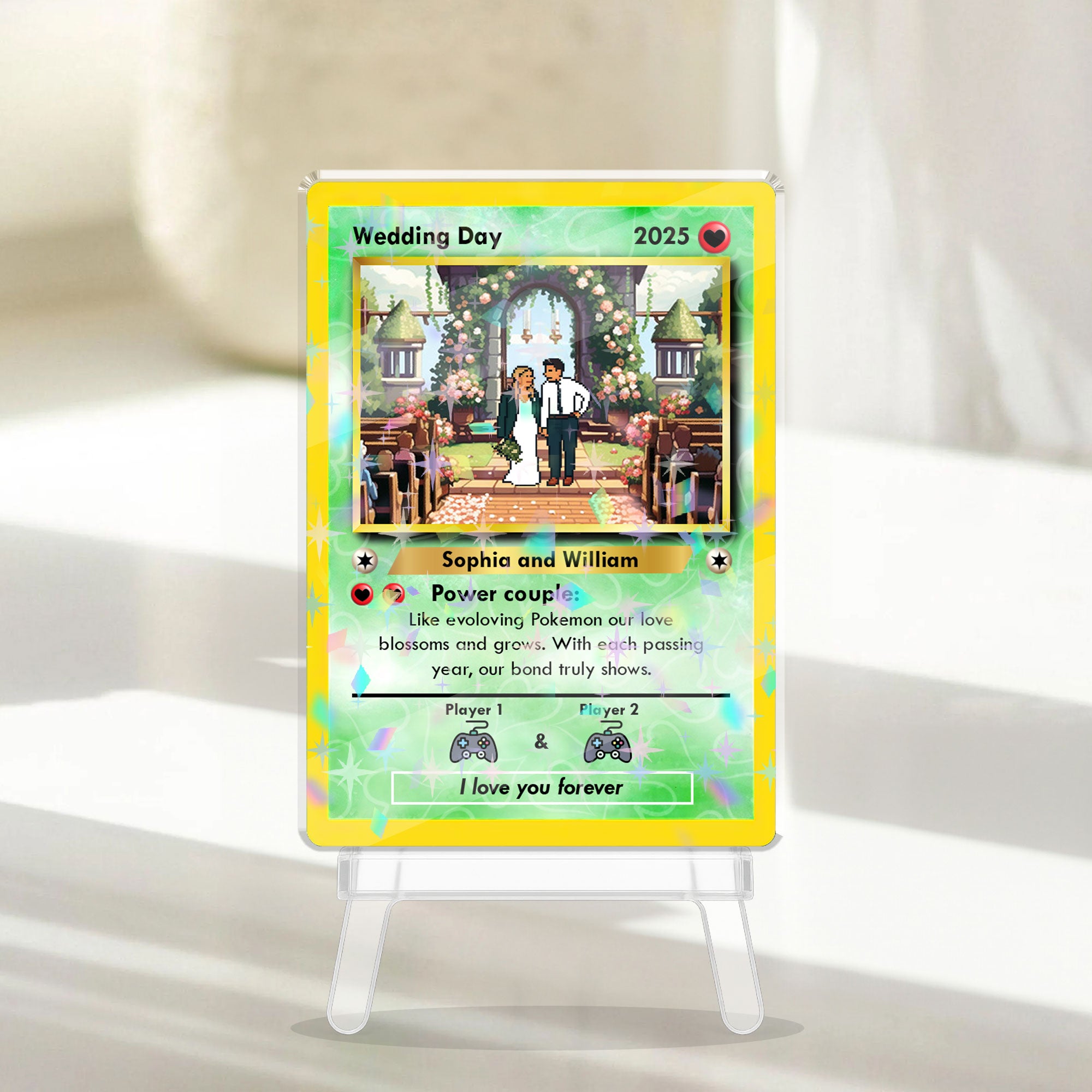 Personalized Couple Gift - Wedding Day - Custom Shape Hologram Ornament