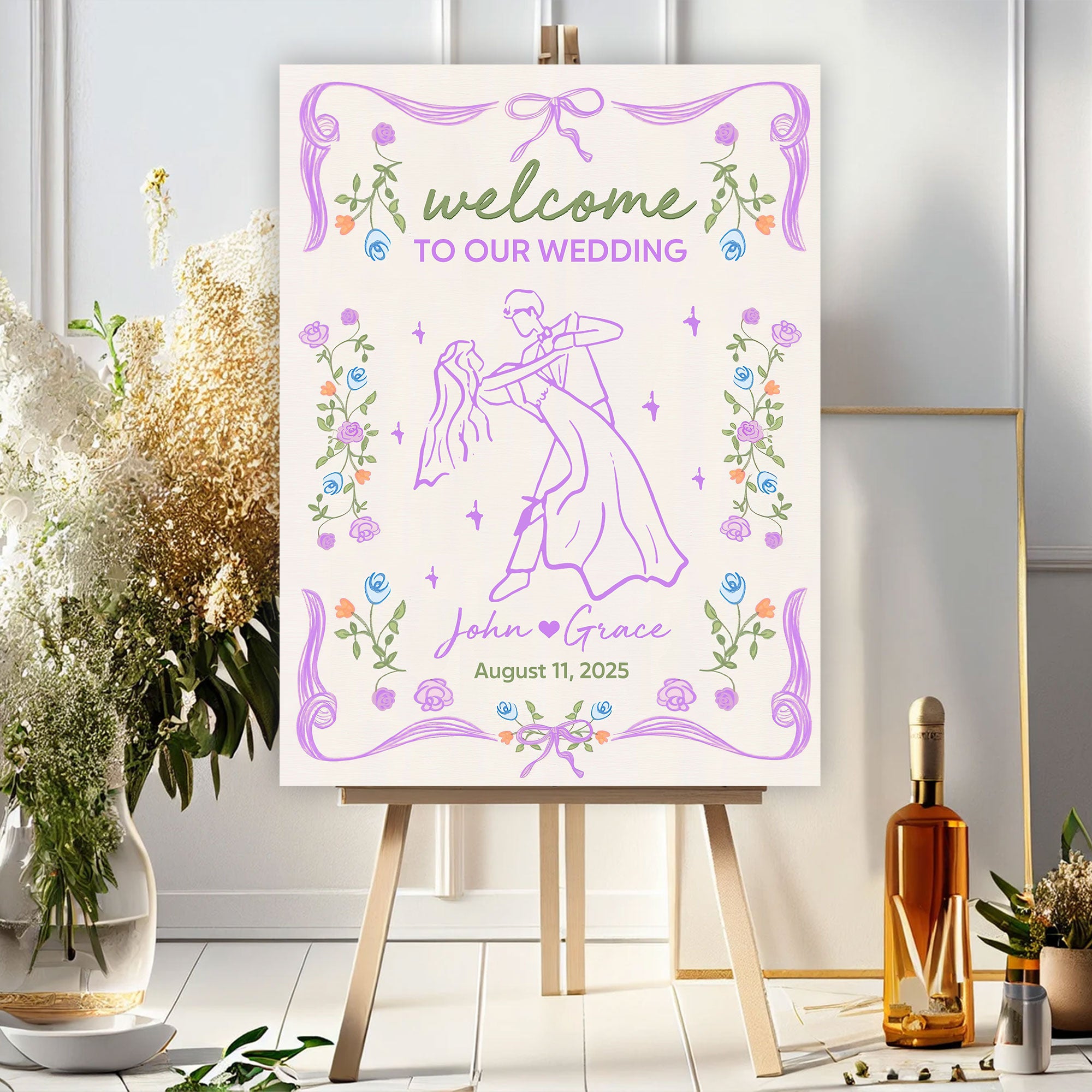 Welcome to Our Wedding Sign - Custom Name and Date Wedding Law Sign