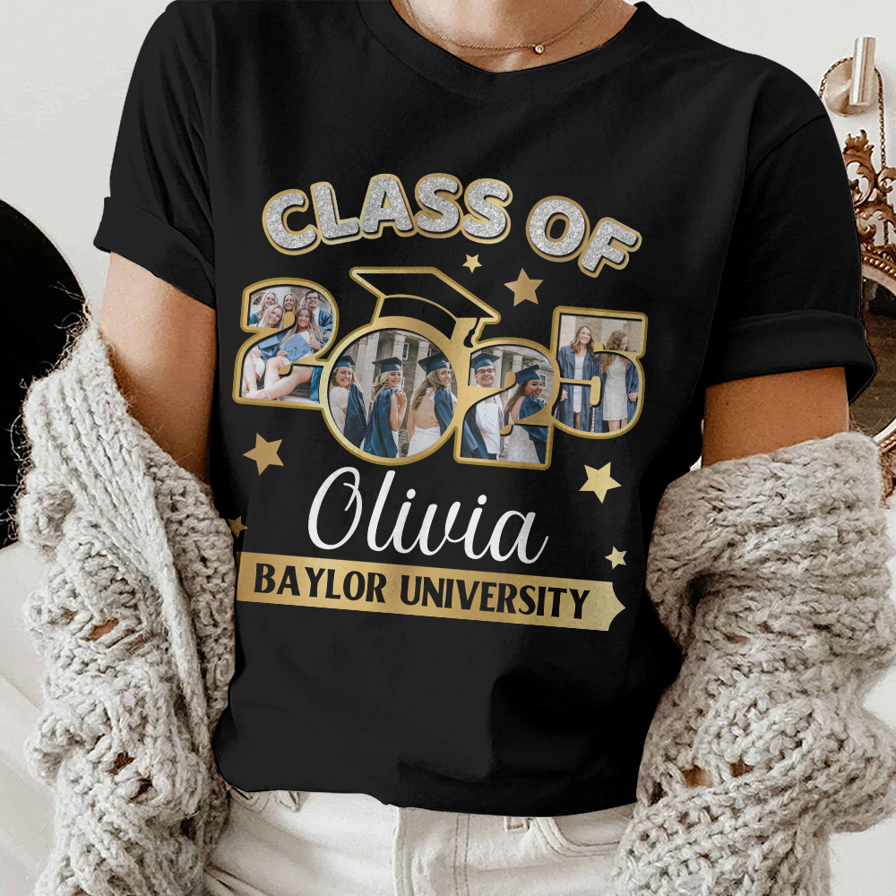 Personalized Class Of 2025 Custom Graduation Shirt Upload Photo T-shirt, Graduation Gift