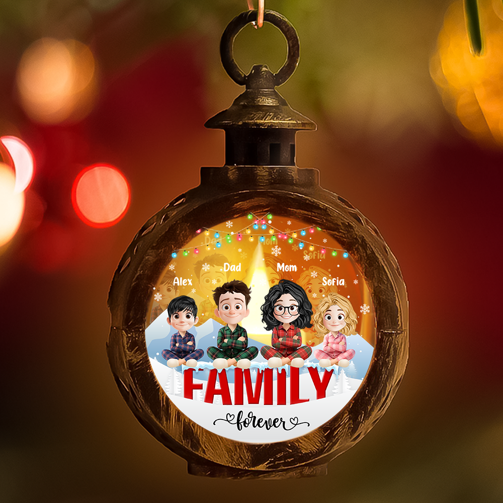 Family Forever - Custom Name and Appearance - Personalized Candlelight Lantern Ornament