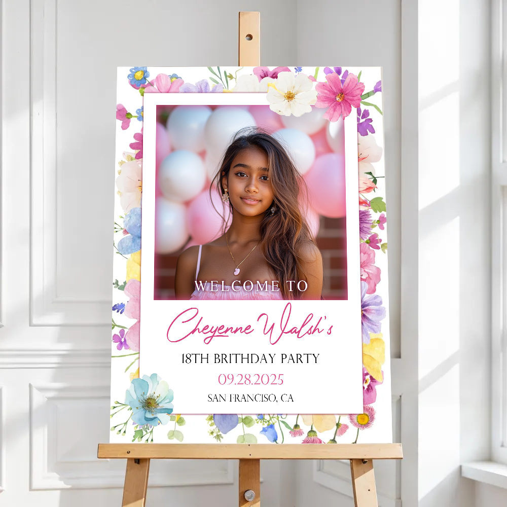 Birthday Party Welcome Sign - Custom Name & Photo Law Sign - Welcome To My Birthday Sign