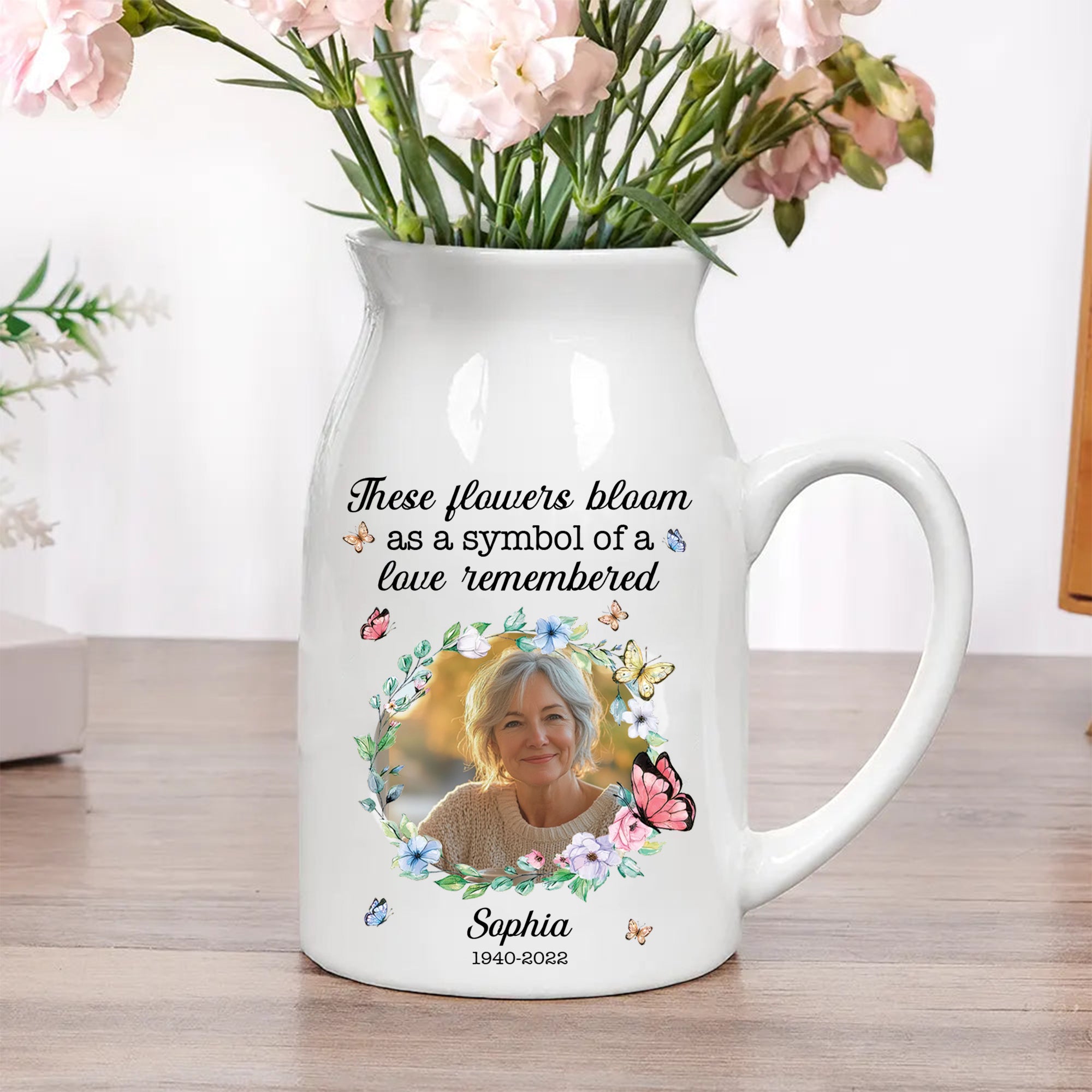 A Love Remembered - Personalized Ceramic Flower Vase - Memorial Gift