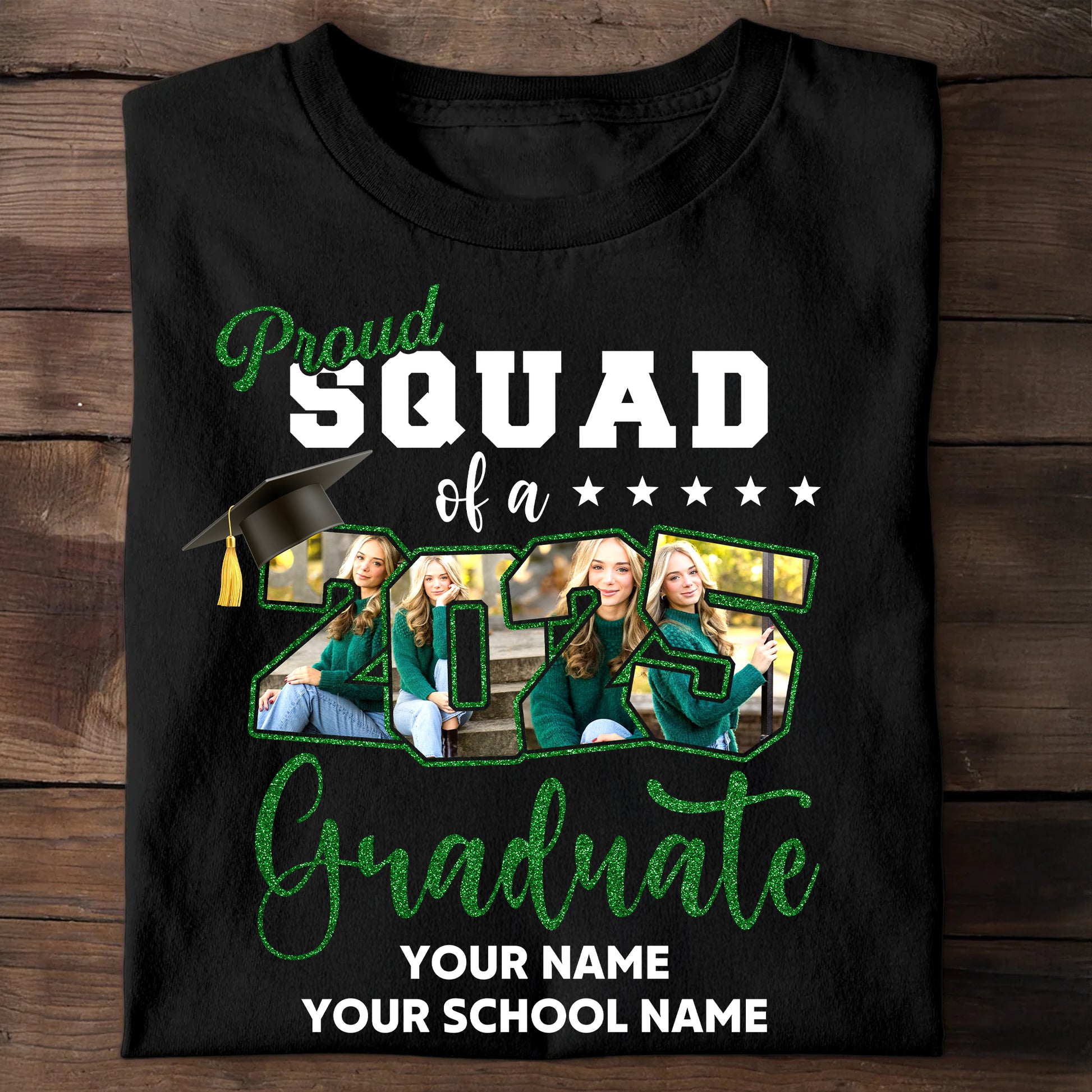 Proud Squad Of A 2025 Graduate Custom Graduation Shirt Upload Photo T-shirt, Personalized Graduation T-shirt, Graduation Gift