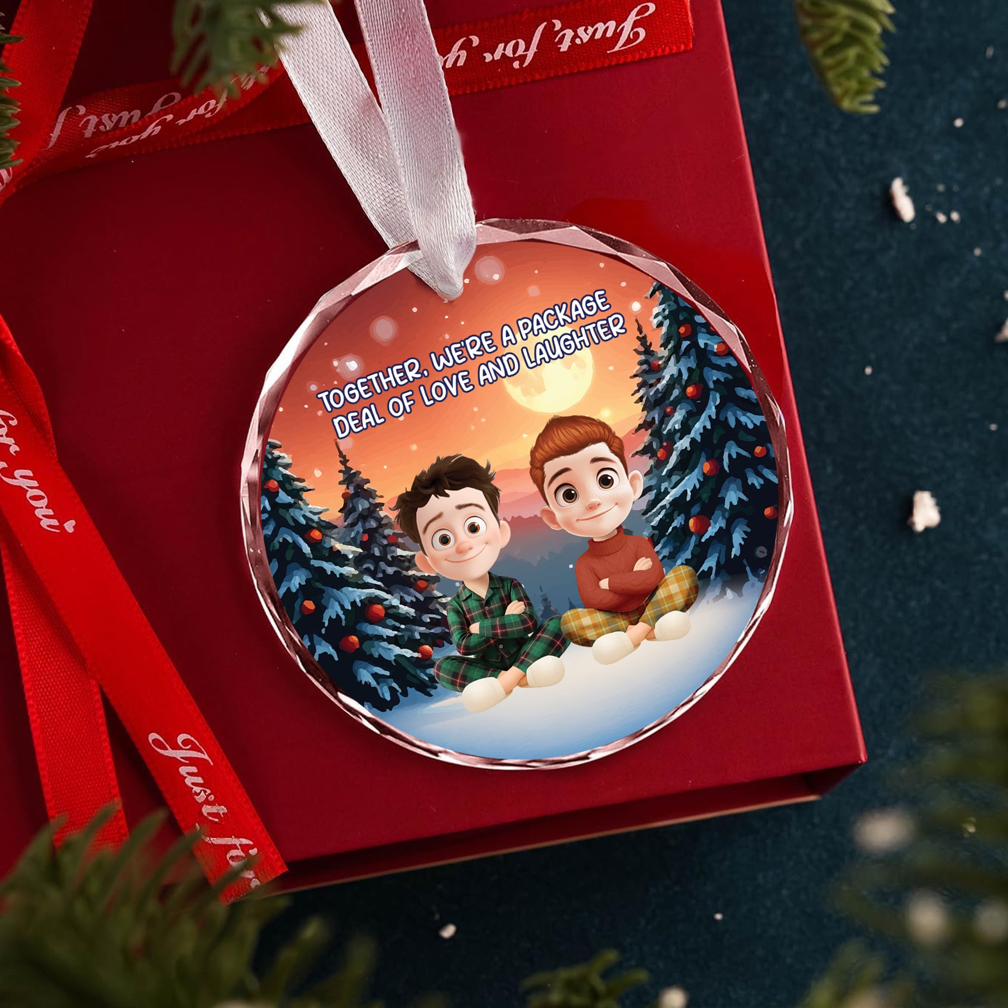 Family Love - Custom Name and Appearance - Personalized Glass Ornament