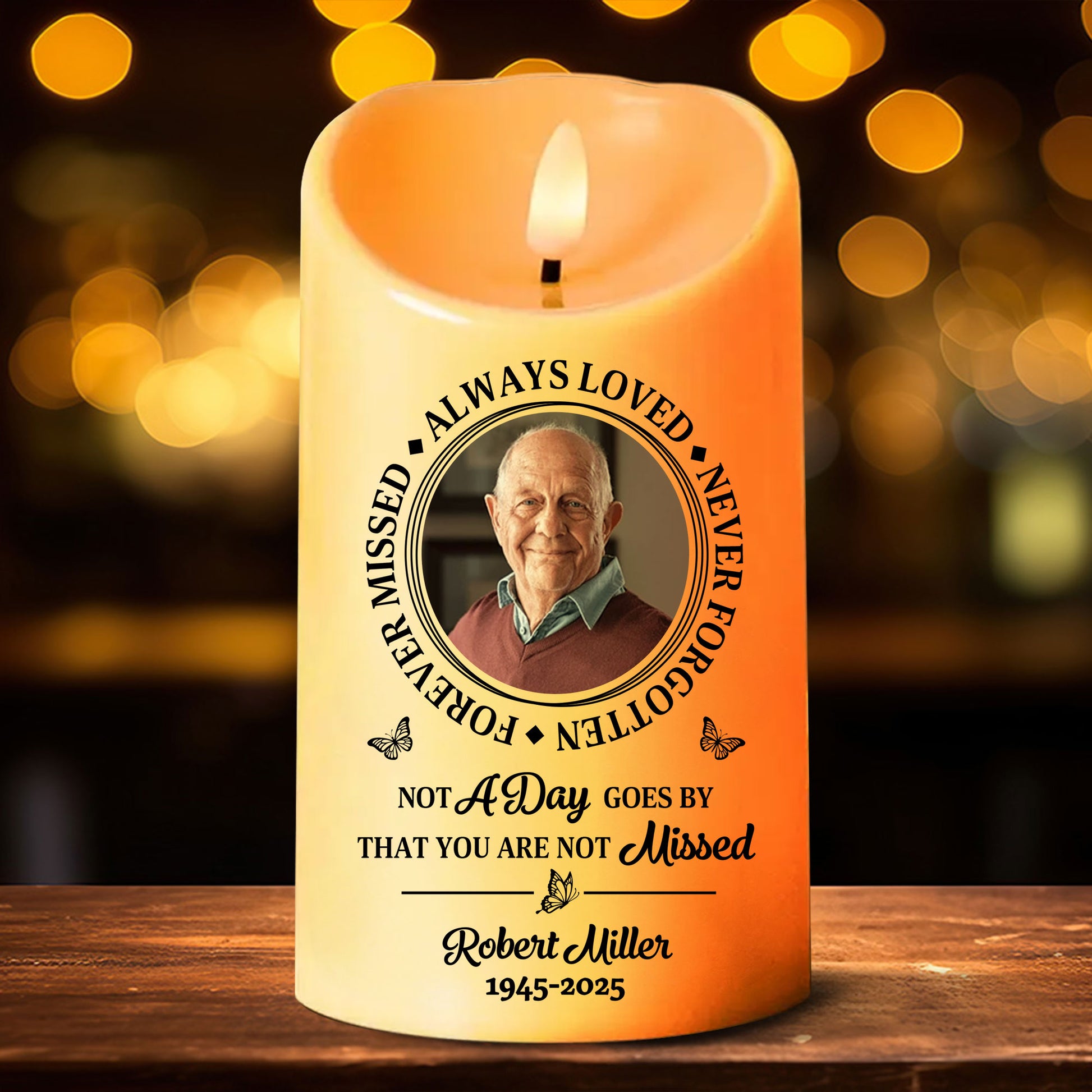 Custom Name and Photo - Personalized Memorial Photo LED Candle - Memorial Gift