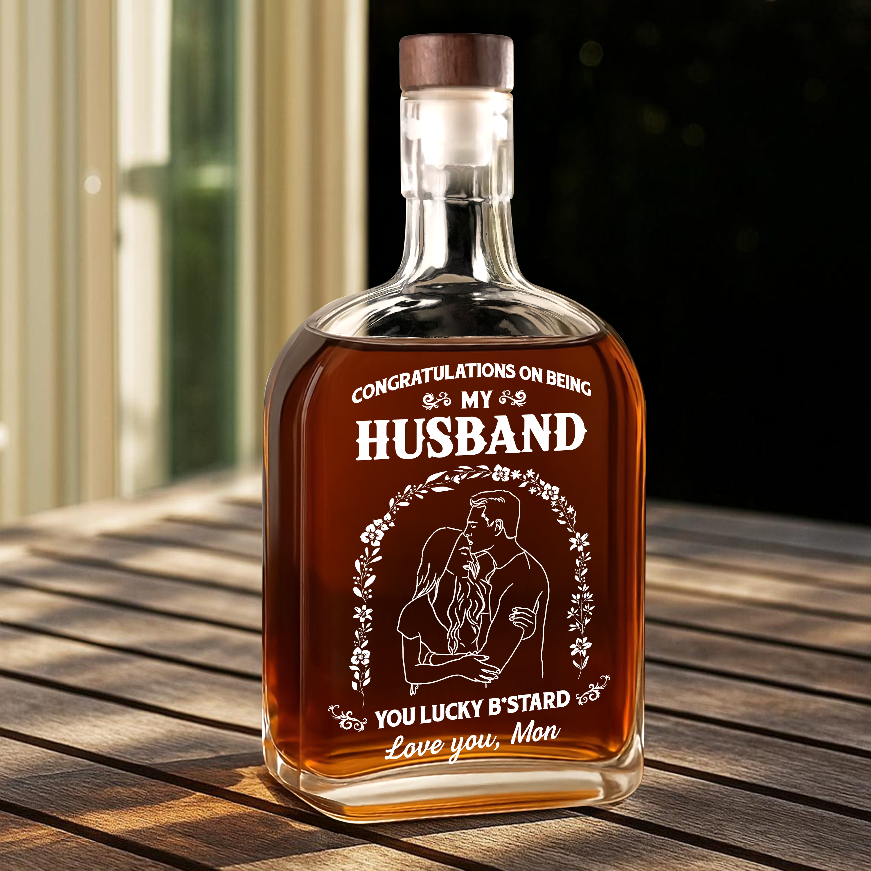 Congrats on Being My Husband - Personalized Custom Whiskey Bottle