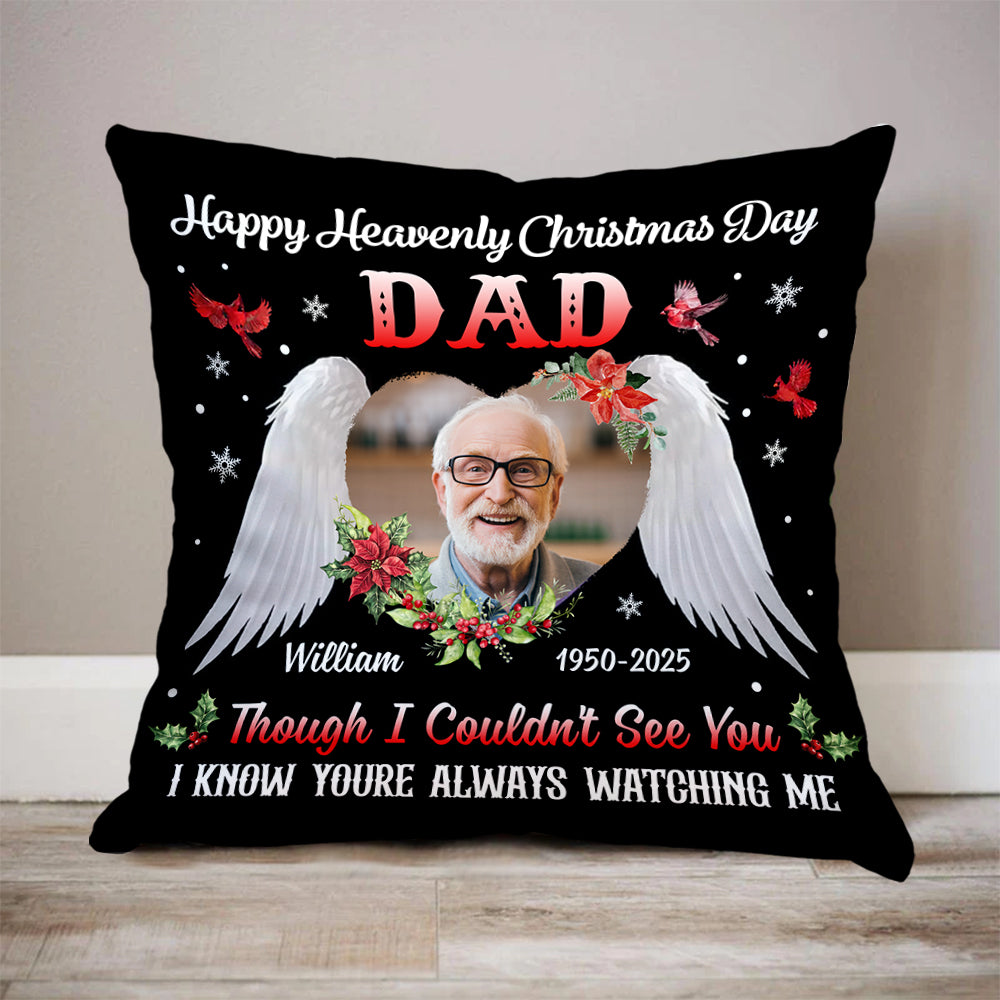 Custom Name and Photo - Heavenly Christmas Day - Personalized Pillow - Christmas Gift