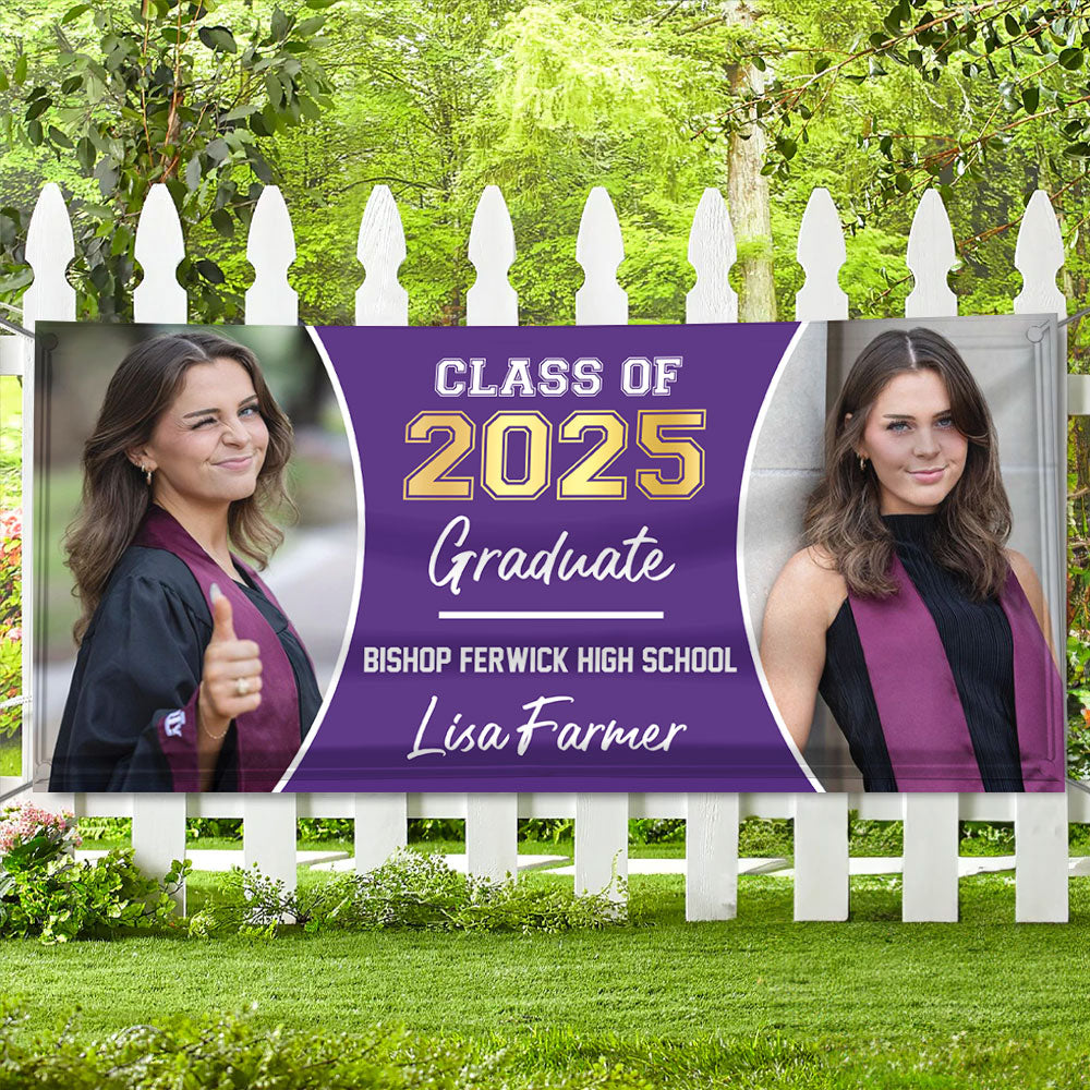 Class Of 2025 Personalized Photo Graduation Banner - Graduation Decor Gift