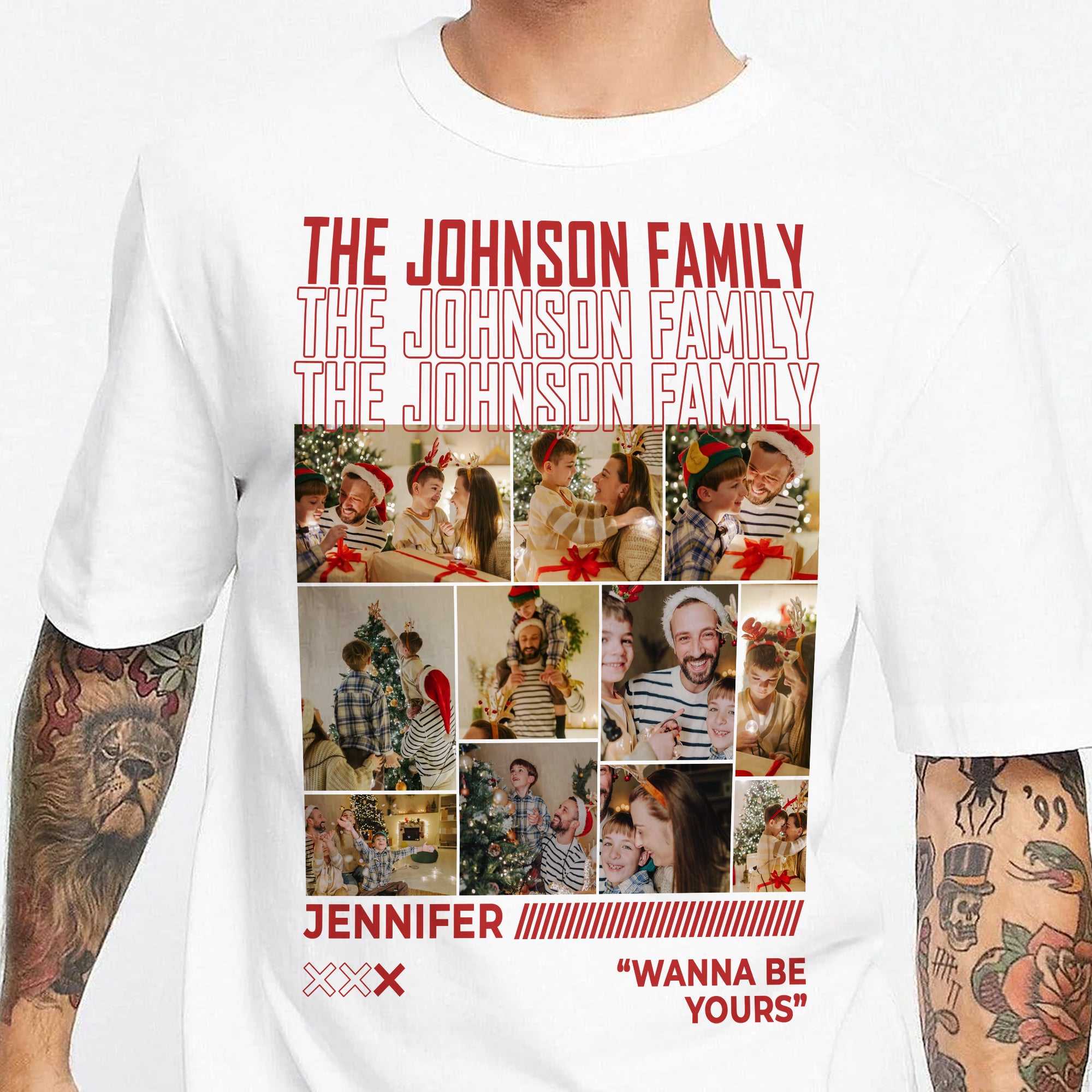 Custom Family Name and Photo Shirt - Personalized Shirt Custom T-shirt - Christmas Gift