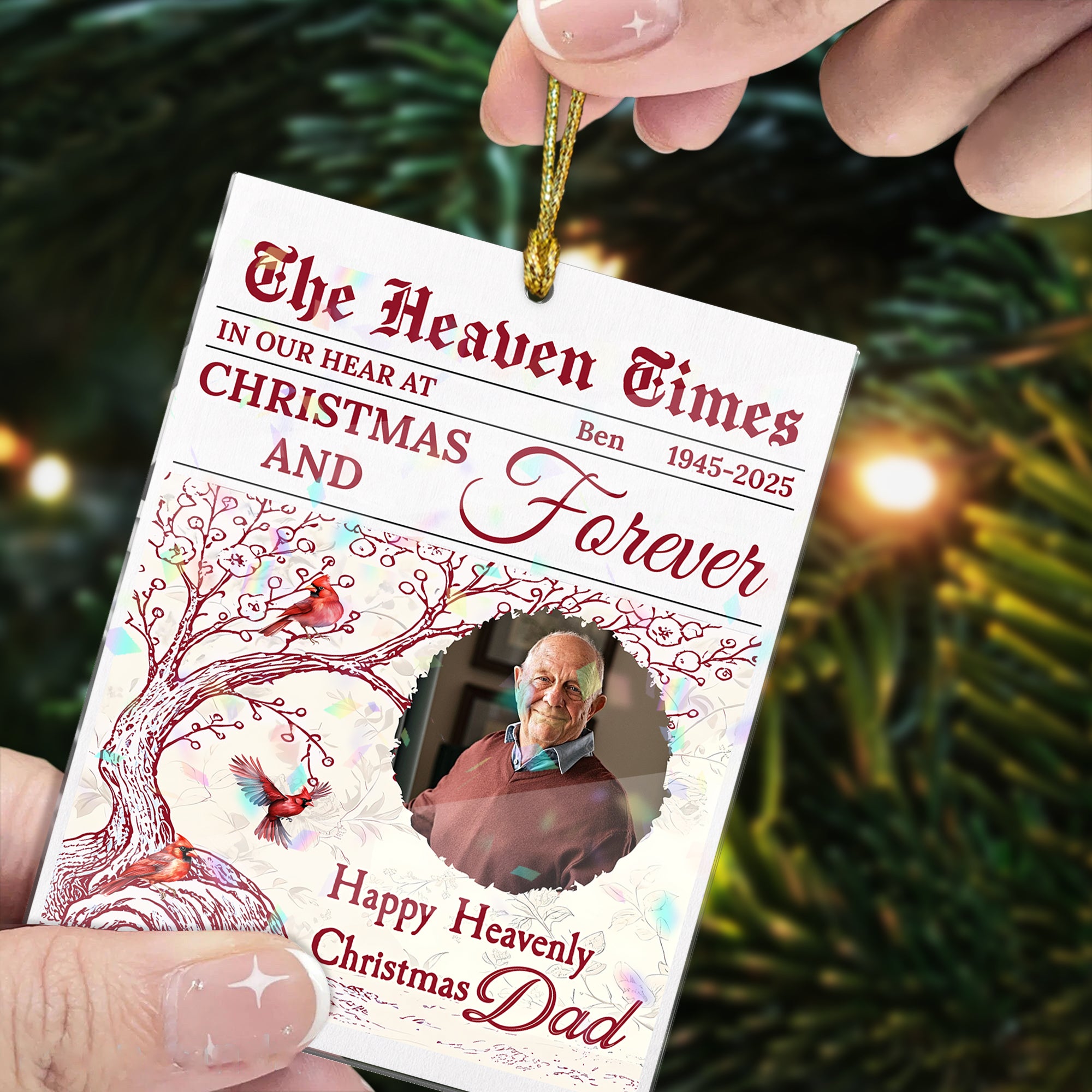The Heaven Times - Custom Name and Photo - Custom Shape Hologram Ornament
