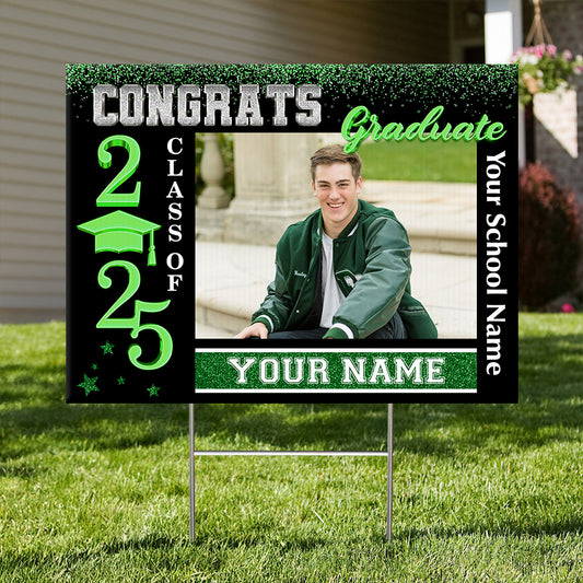 Congrats Class Of 2025 Lawn Sign, Personalized Congrats Graduation Senior 2025 Lawn Sign, Graduation Gift