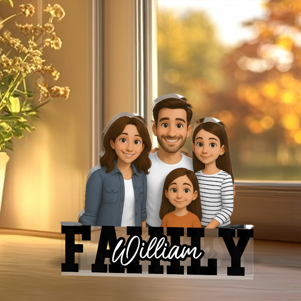 Custom Photo and Family Name - Personalized Family Gift - Custom Shape Acrylic Block Plaque