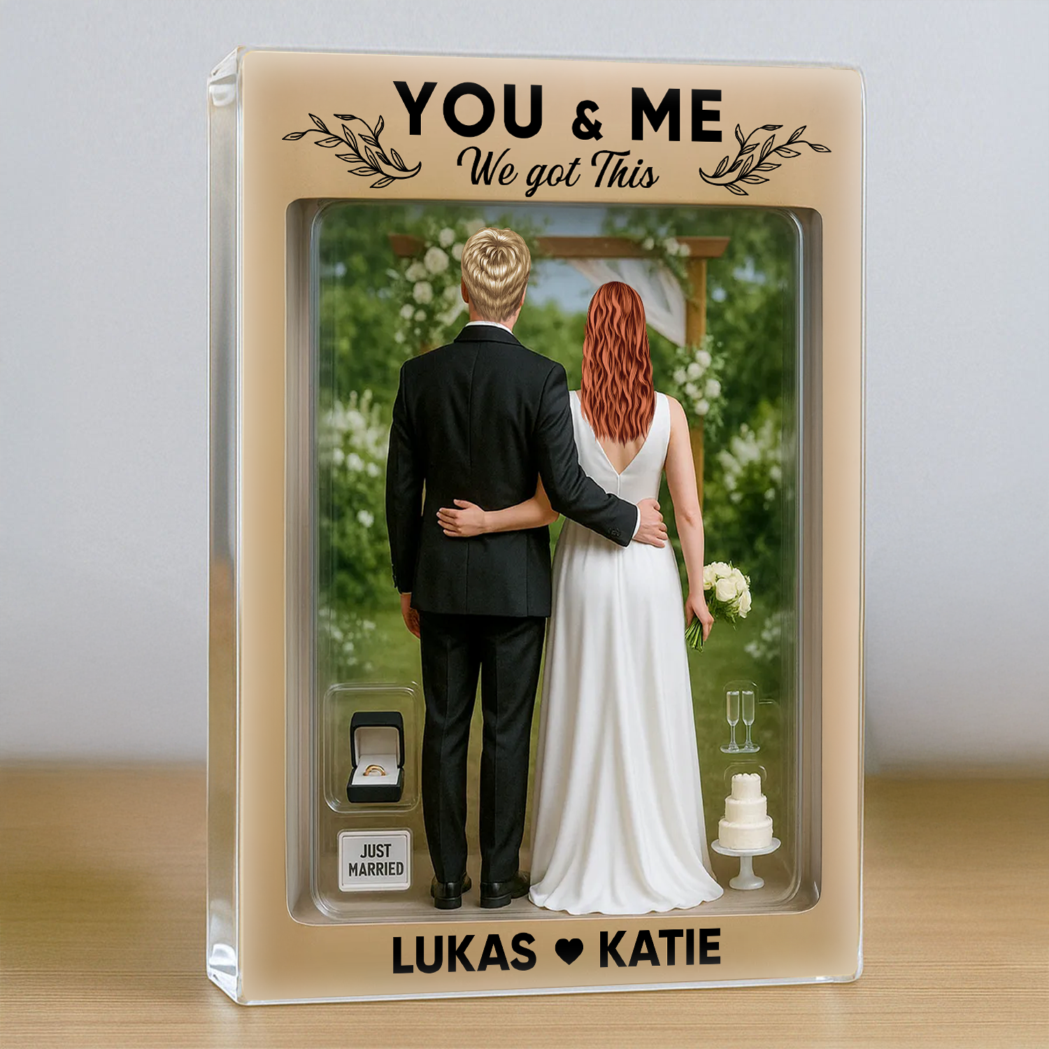 Wedding Couple - Custom Figure Personalized Acrylic Block Plaque