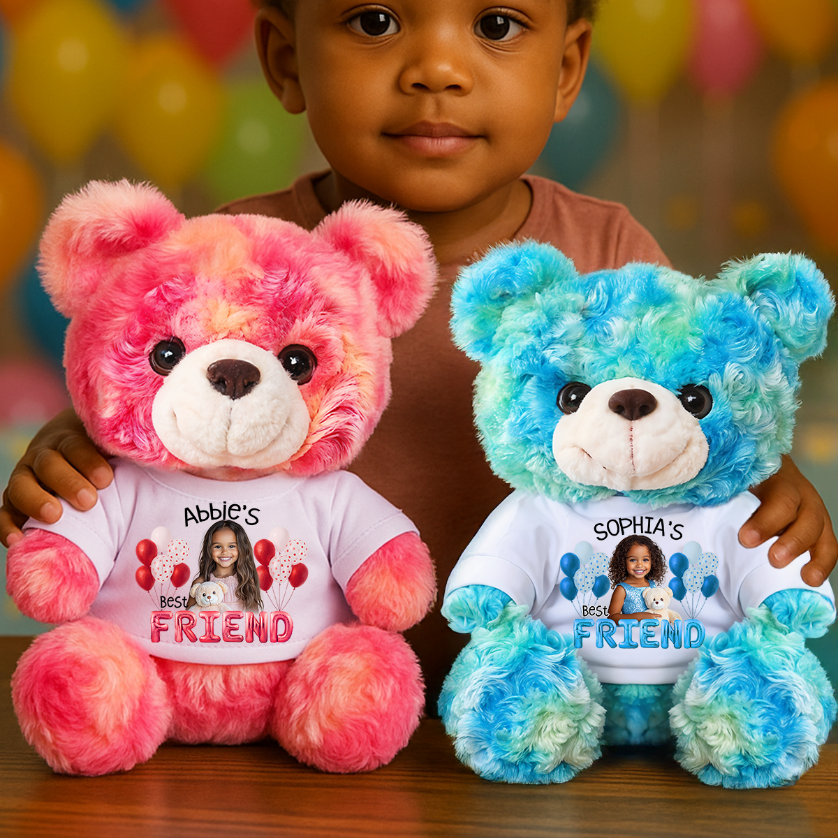 Personalized Teddy Bear Plush for Bestie - Custom Photo and Name Bear - Personalized Plush Bear