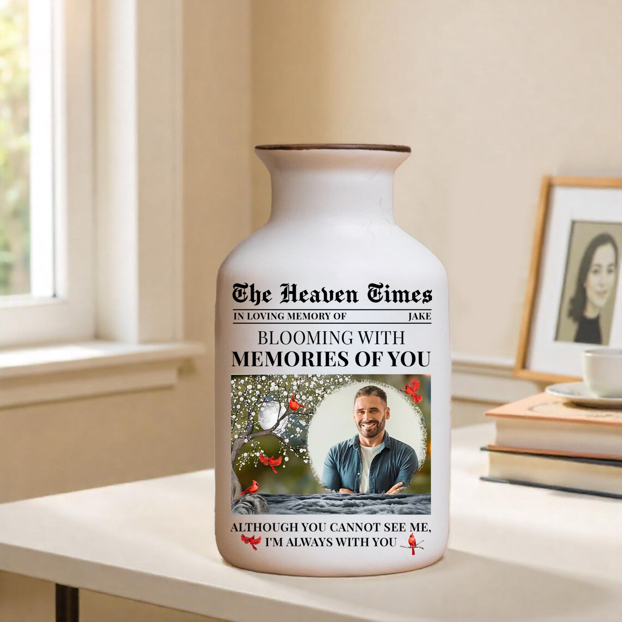 The Heaven Times - Personalized Elegant Ceramic Flower Pot Minimalist - Memorial Gift