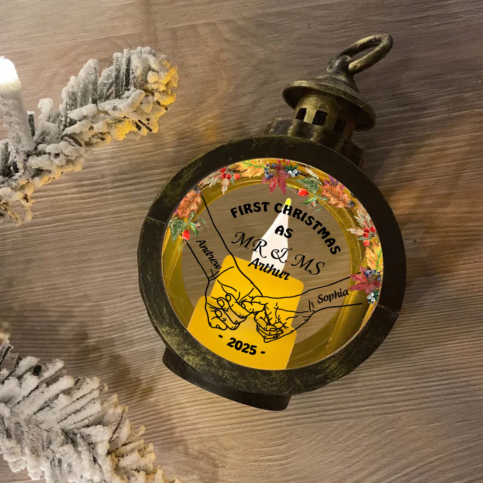First Christmas - Custom Name Couple Gift - Personalized Candlelight Lantern Ornament