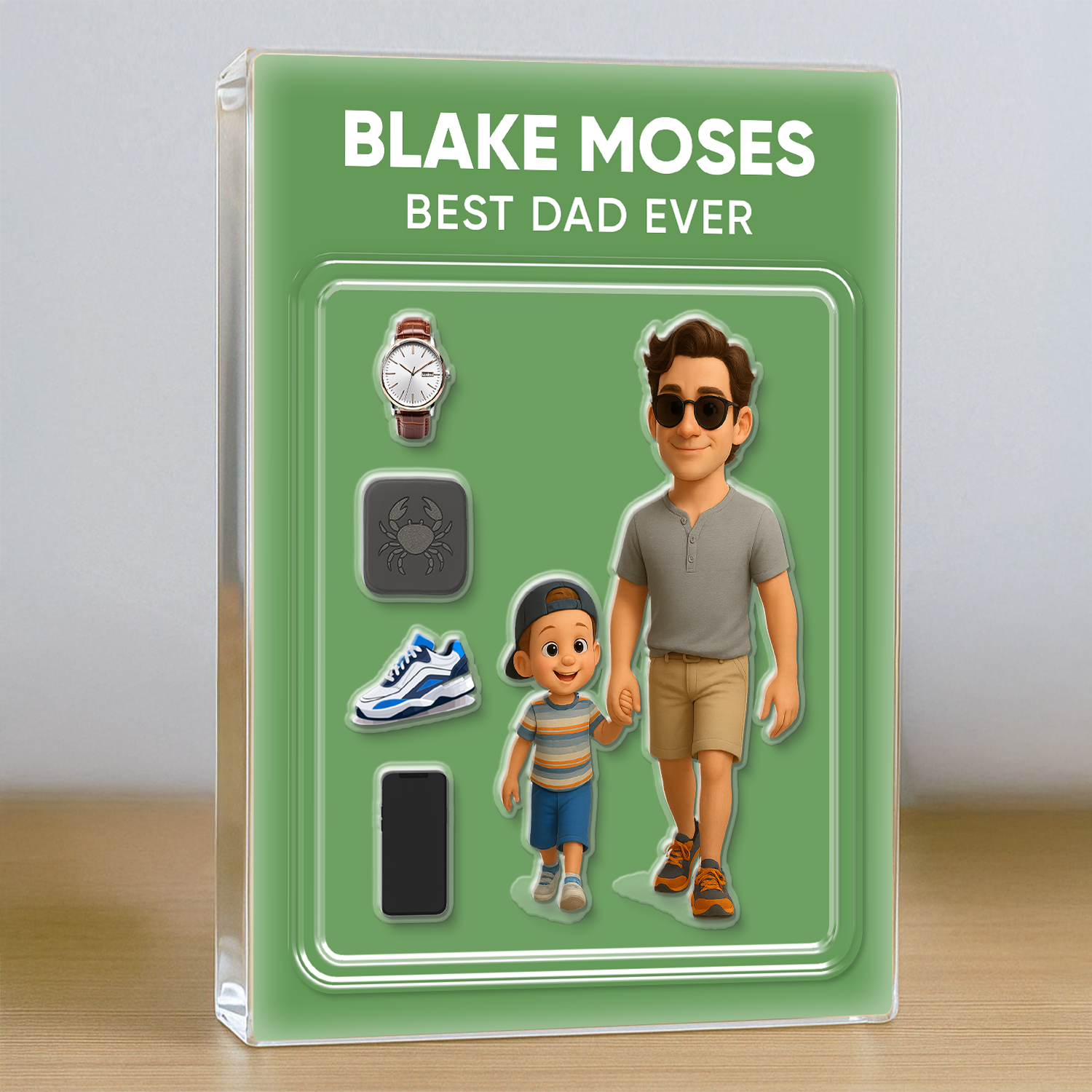 Best Dad Ever - Custom Photo Personalized Acrylic Block Plaque