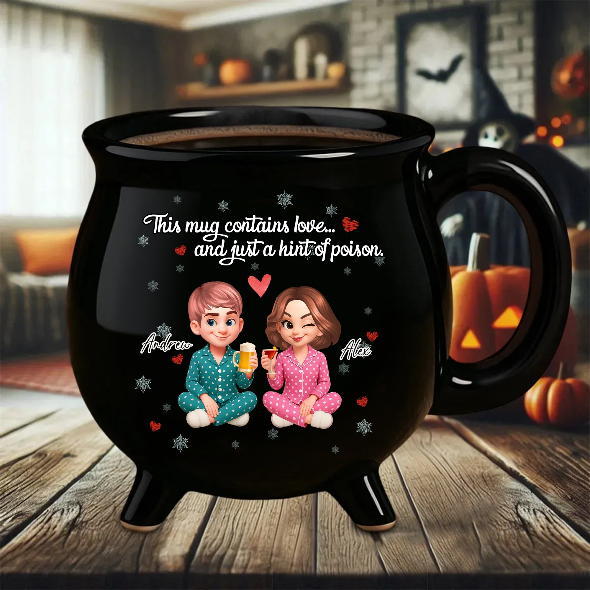 Love and Poison - Personalized Ceramic Cauldron Coffee Mug - Couple Gift