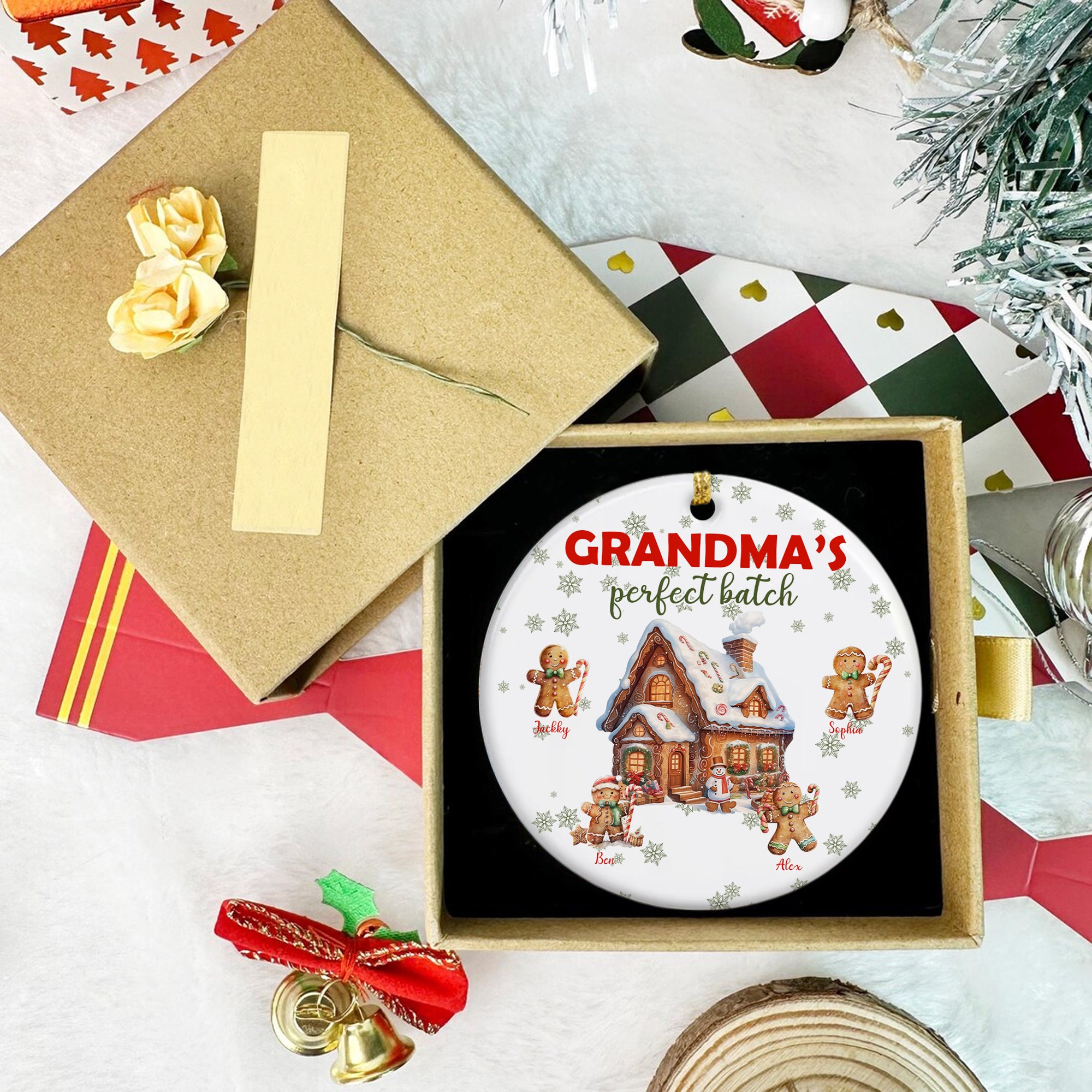 Grandma's Perfect Batch - Custom Name Ceramic Ornament - Home Decor