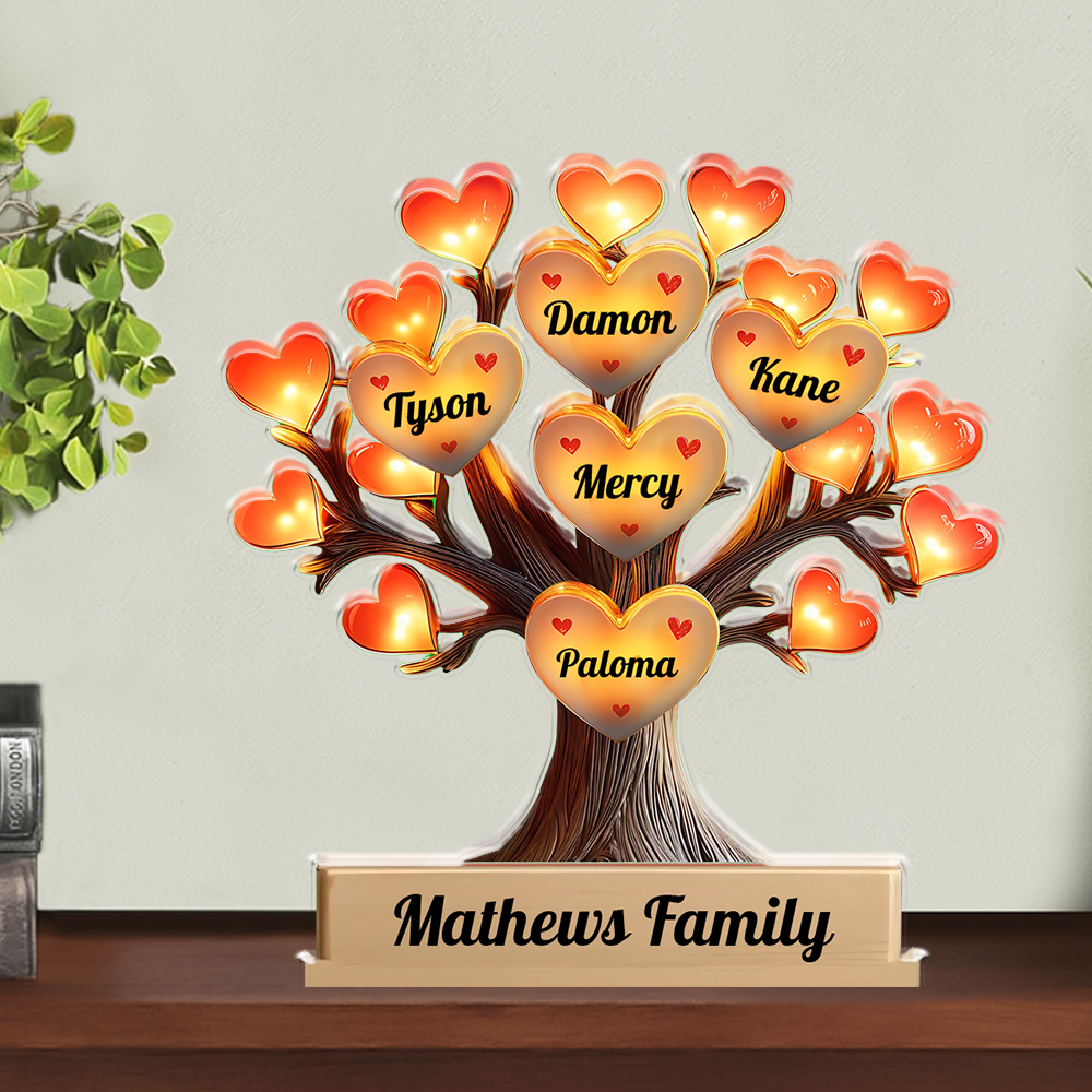 Family Tree - Personalized Family Name Gift - Custom Shape Acrylic Block Plaque