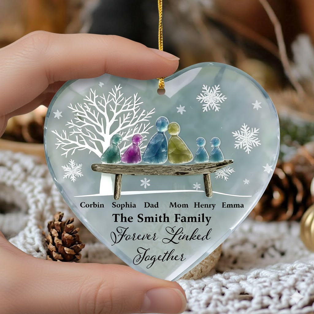 Forever Linked Together - Custom Name Family Gift - Custom Shape Hologram Ornament