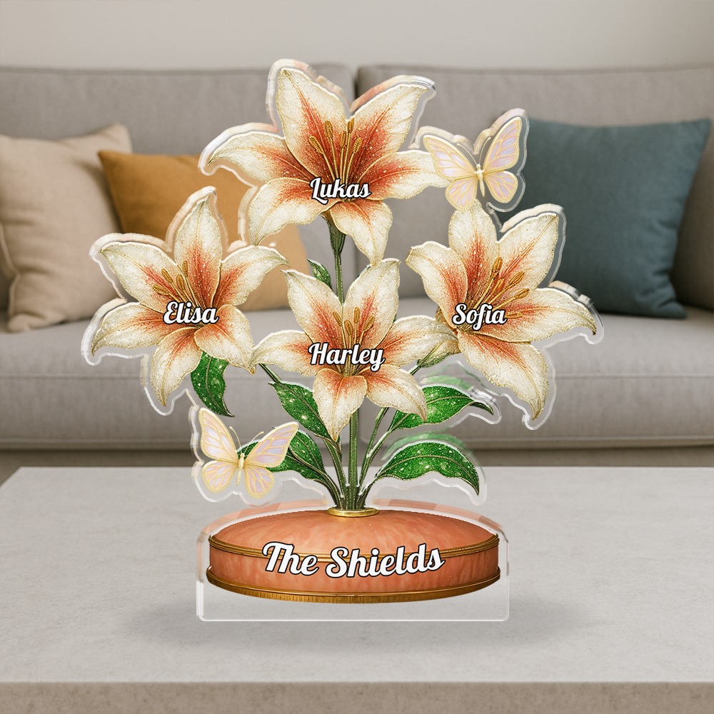 Flower Name - Custom Name Acrylic Block - Custom Acrylic Block Plaque