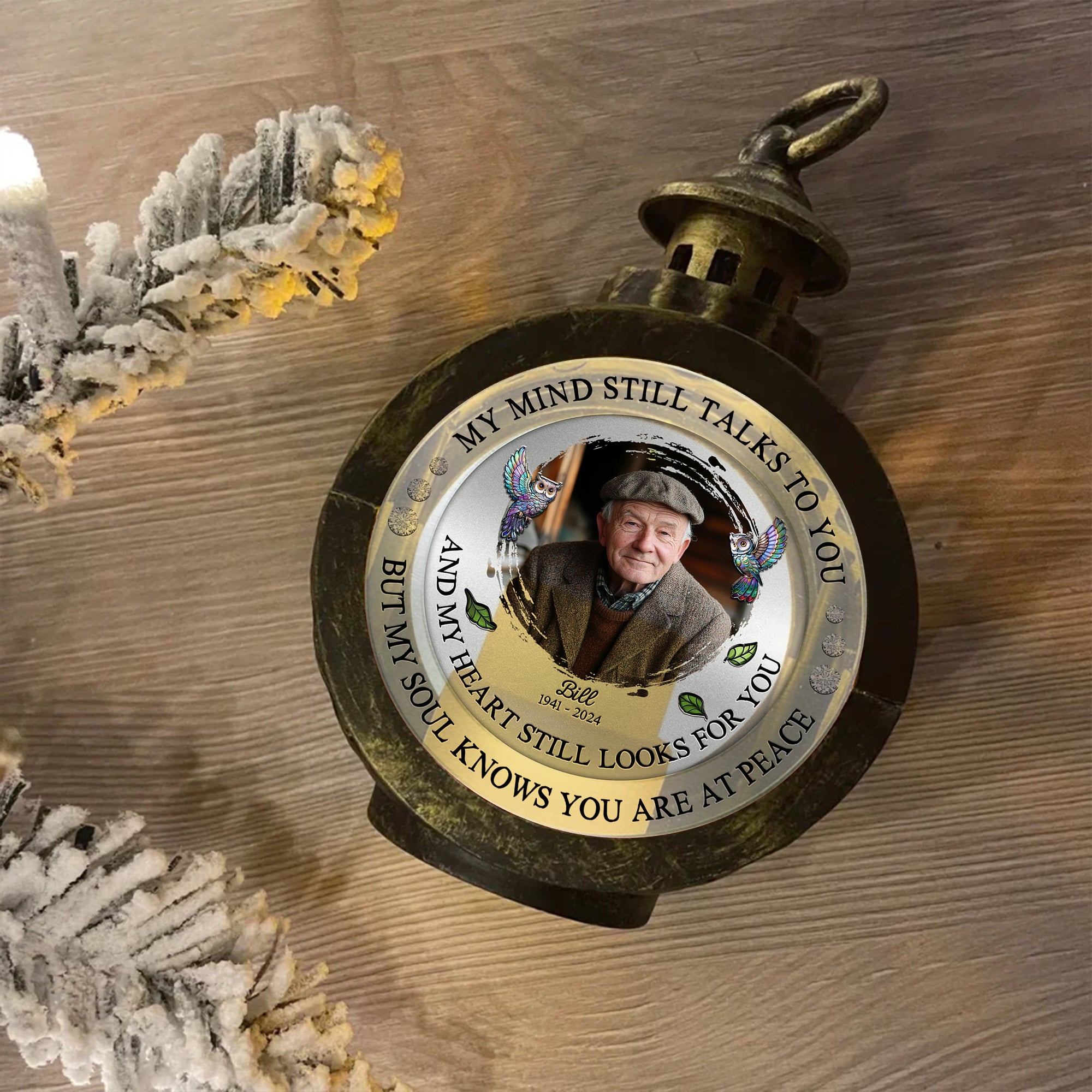 Custom Name and Photo - Memorial Gift - Personalized Candlelight Lantern Ornament