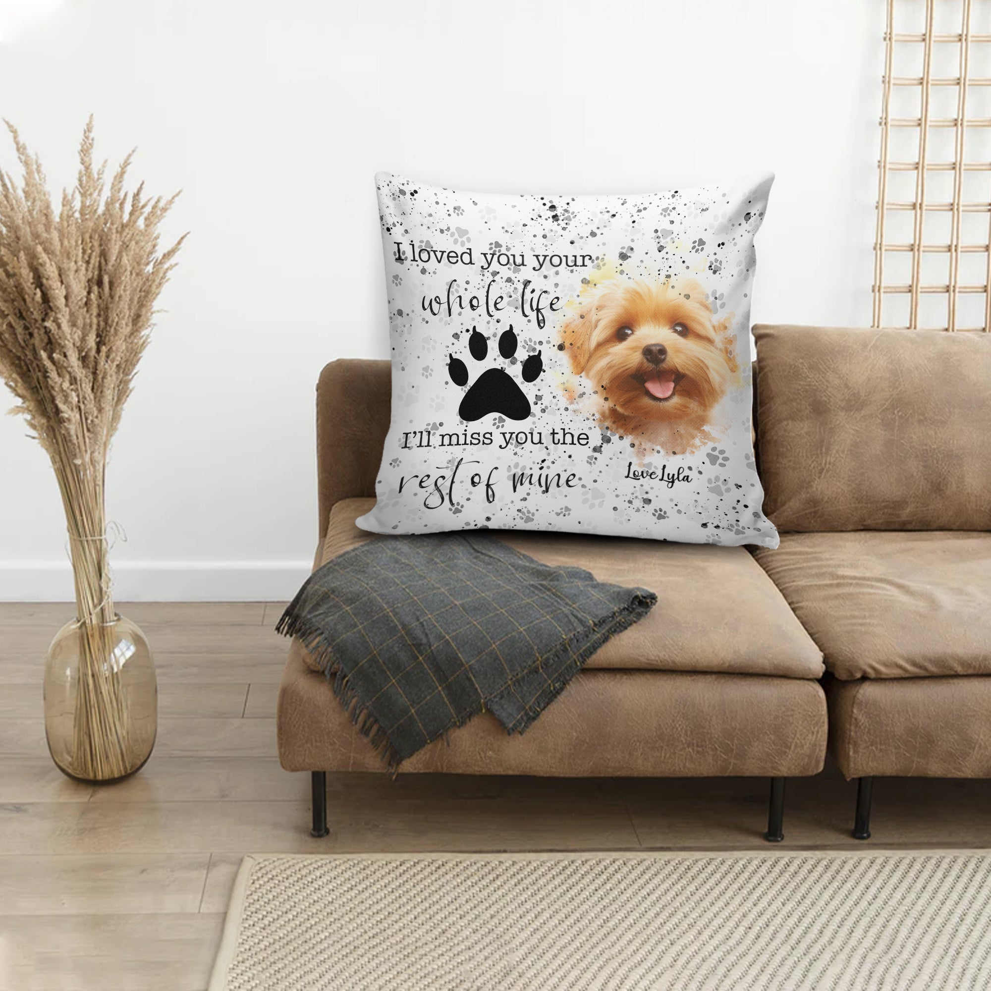 Custom Name and Photo - Personalized Pillow - Pet Memorial - Sympathy Gift
