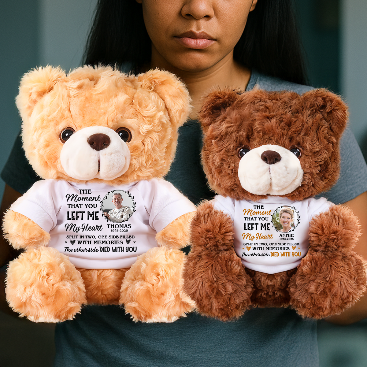 Personalized Memorial Bear Plush - Custom Photo and Name Bear - Personalized Plush Bear