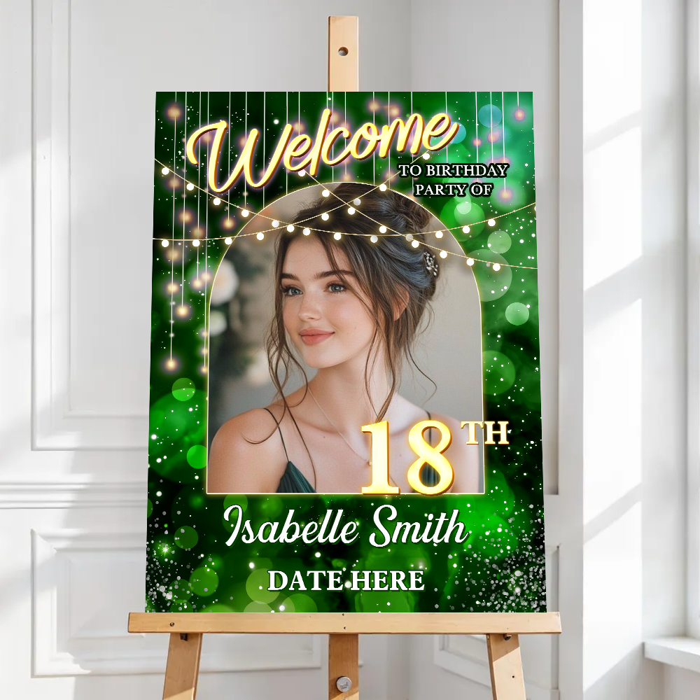 Personalized Birthday Sign - Custom Name & Photo Law Sign - Birthday Party Welcome Sign