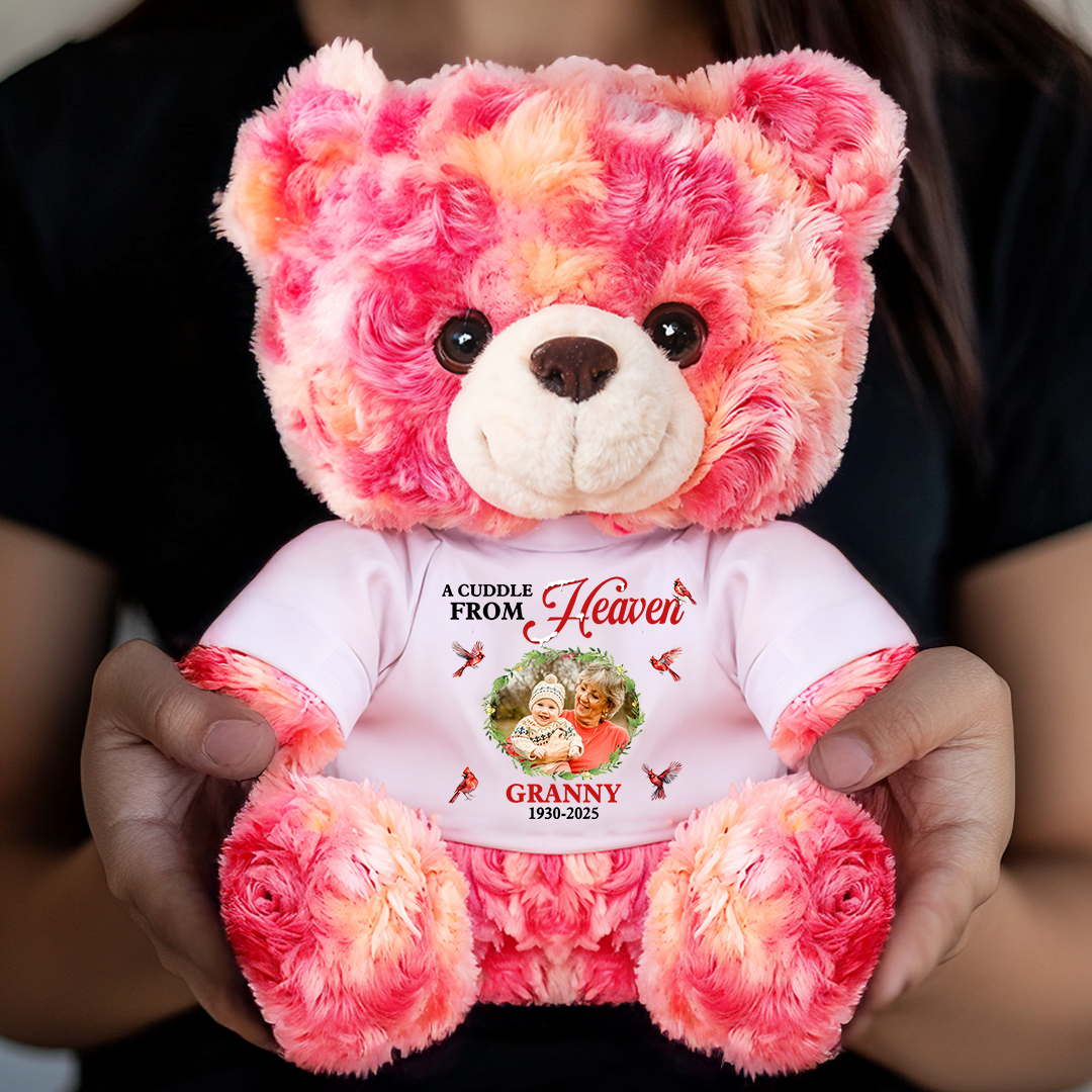 A Cuddle From Heaven - Personalized Memorial Bear Plush - Custom Name and Photo Teddy Bear