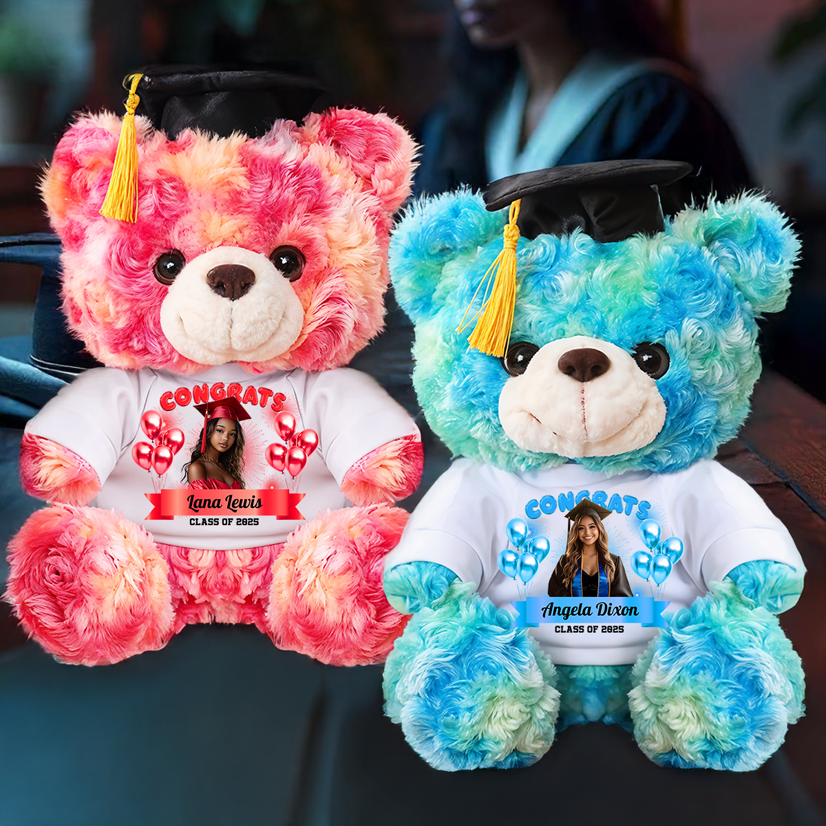 Family Personalized Custom Graduation Teddy Bear Plush - Graduate Bear With Cap