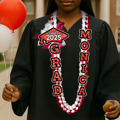Glitter 2025 Graduation Lei Custom Name and Photo - Personalized Graduation Lei - Senior 2025
