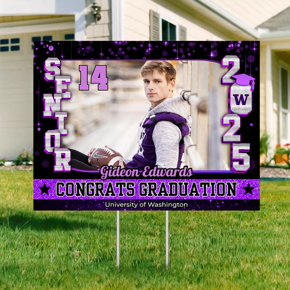 Congrats Class Of 2025 Lawn Sign, Custom Name and School Name Congrats Graduation Lawn Sign