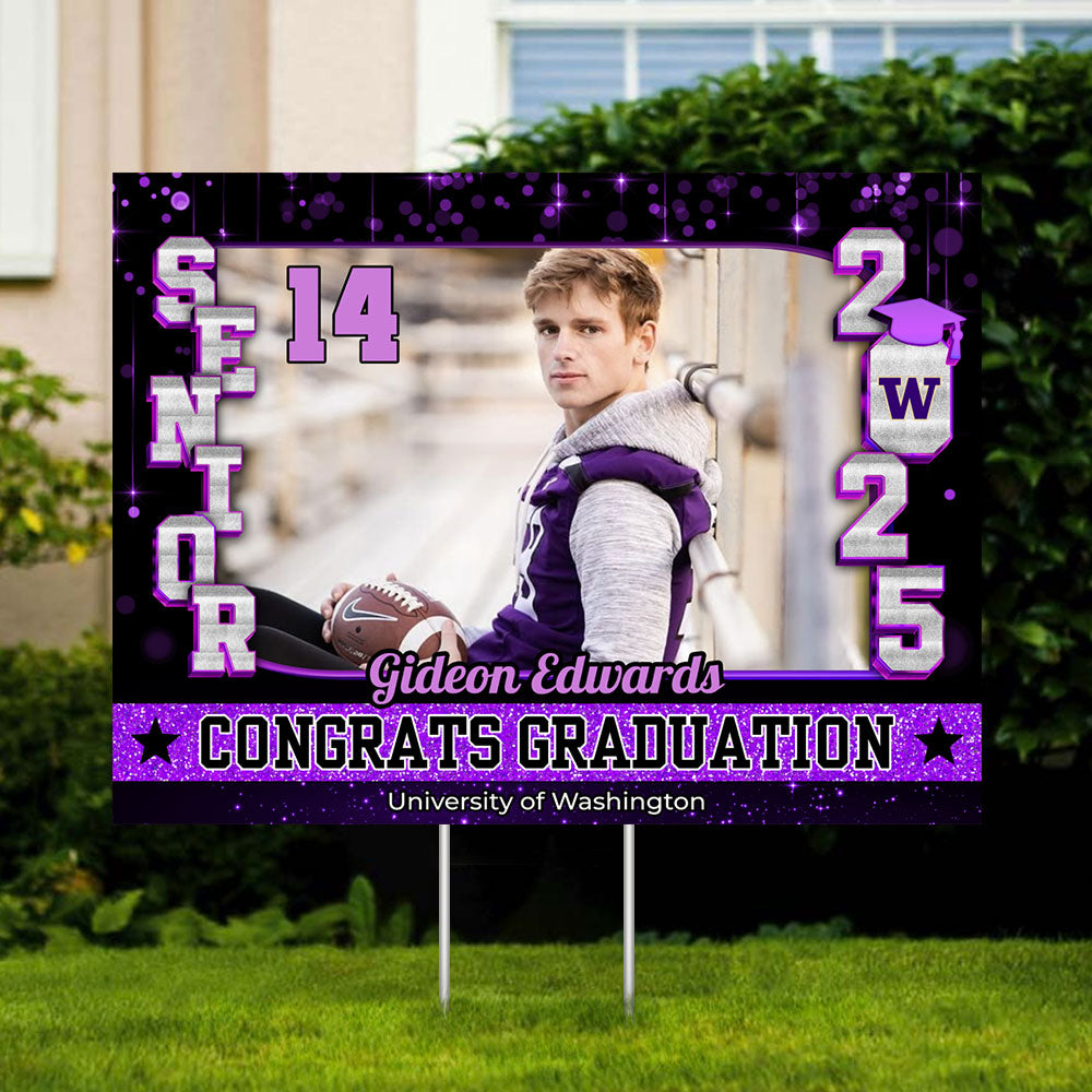 Congrats Class Of 2025 Lawn Sign, Custom Name and School Name Congrats Graduation Lawn Sign