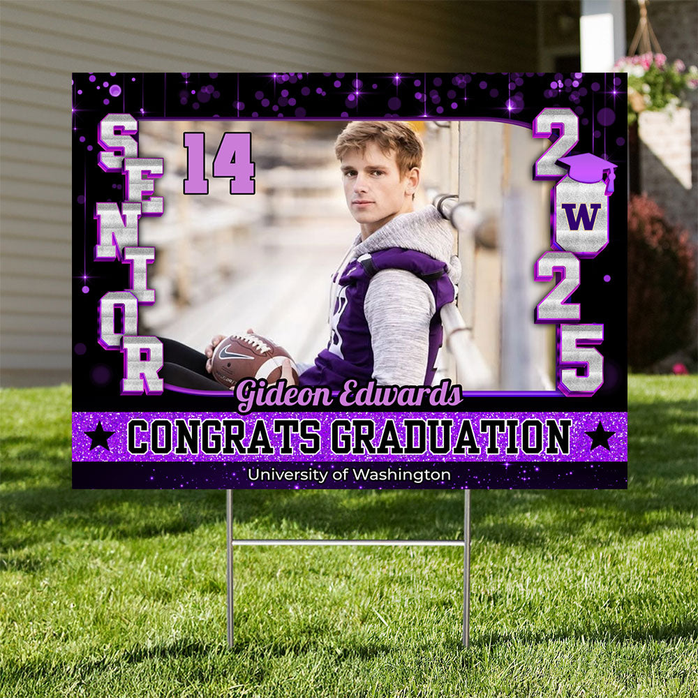 Congrats Class Of 2025 Lawn Sign, Custom Name and School Name Congrats Graduation Lawn Sign