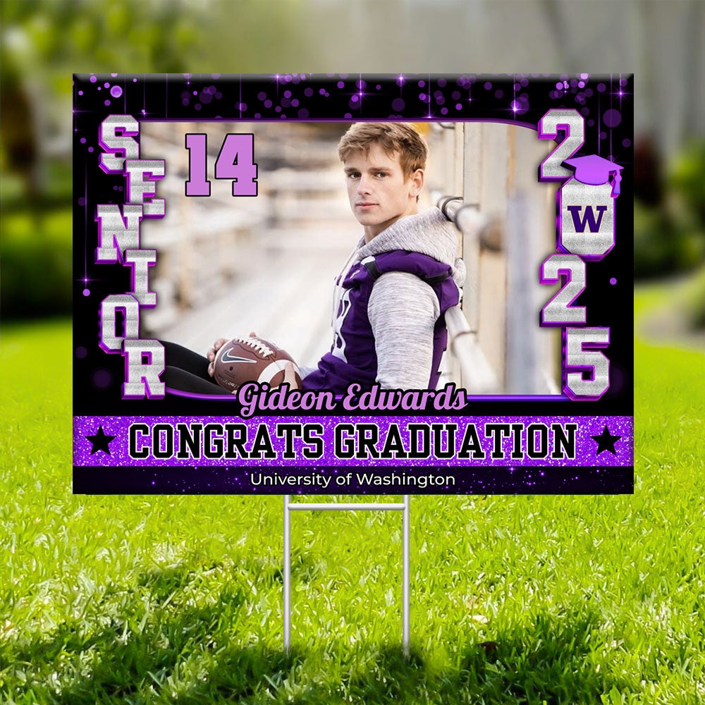 Congrats Class Of 2025 Lawn Sign, Custom Name and School Name Congrats Graduation Lawn Sign