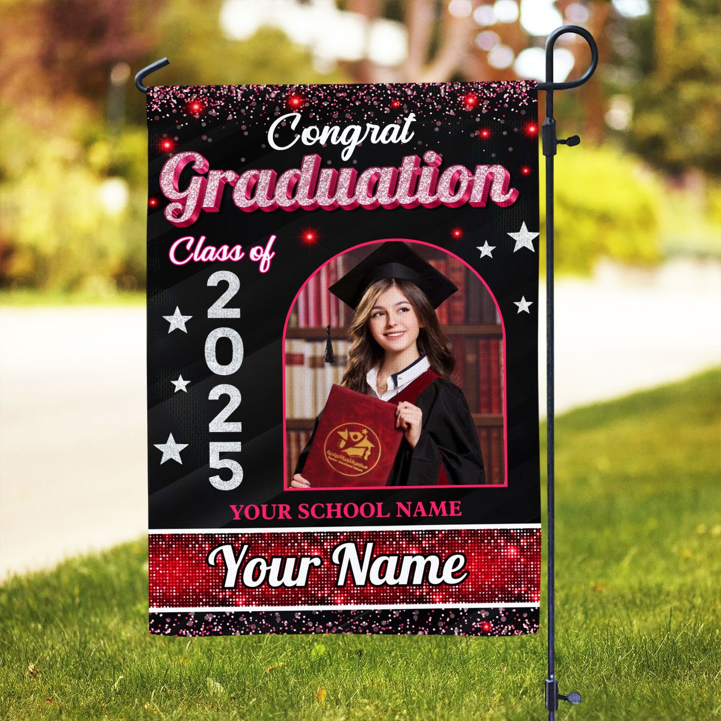 Custom Name Class Of 2025, Photo Flag Congrats Senior 2025 Graduation Garden Flag