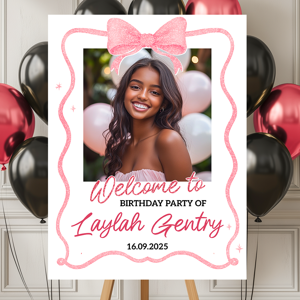 Birthday Party Sign - Custom Name & Photo Law Sign - Welcome To My Birthday Sign