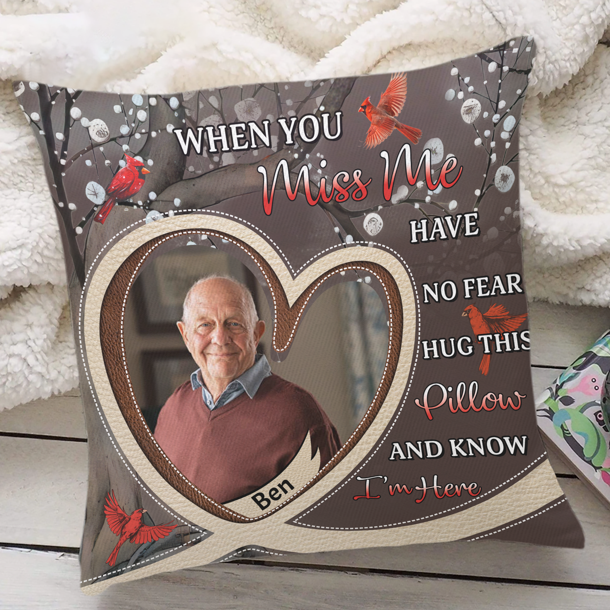 Custom Name and Photo - When You Miss Me - Personalized Pillow - Memorial Gift